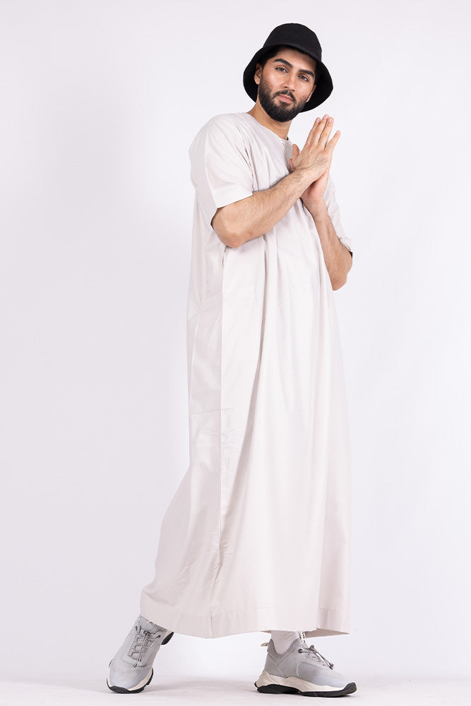 Magnolia Half Sleeve Thobe for Women - Elegant Embroidered Islamic Dress for Prayer & Special Occasions