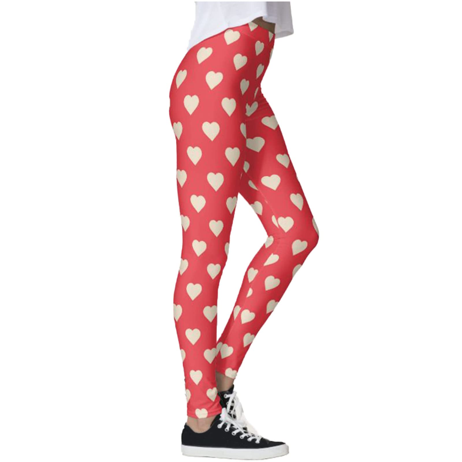 Women's High Waisted Workout Leggings - Summer & Fall Running Yoga Pants with Heart Love Graphic - Sweat-Wicking Athletic Leggings for Gym, Jogging & Casual Wear