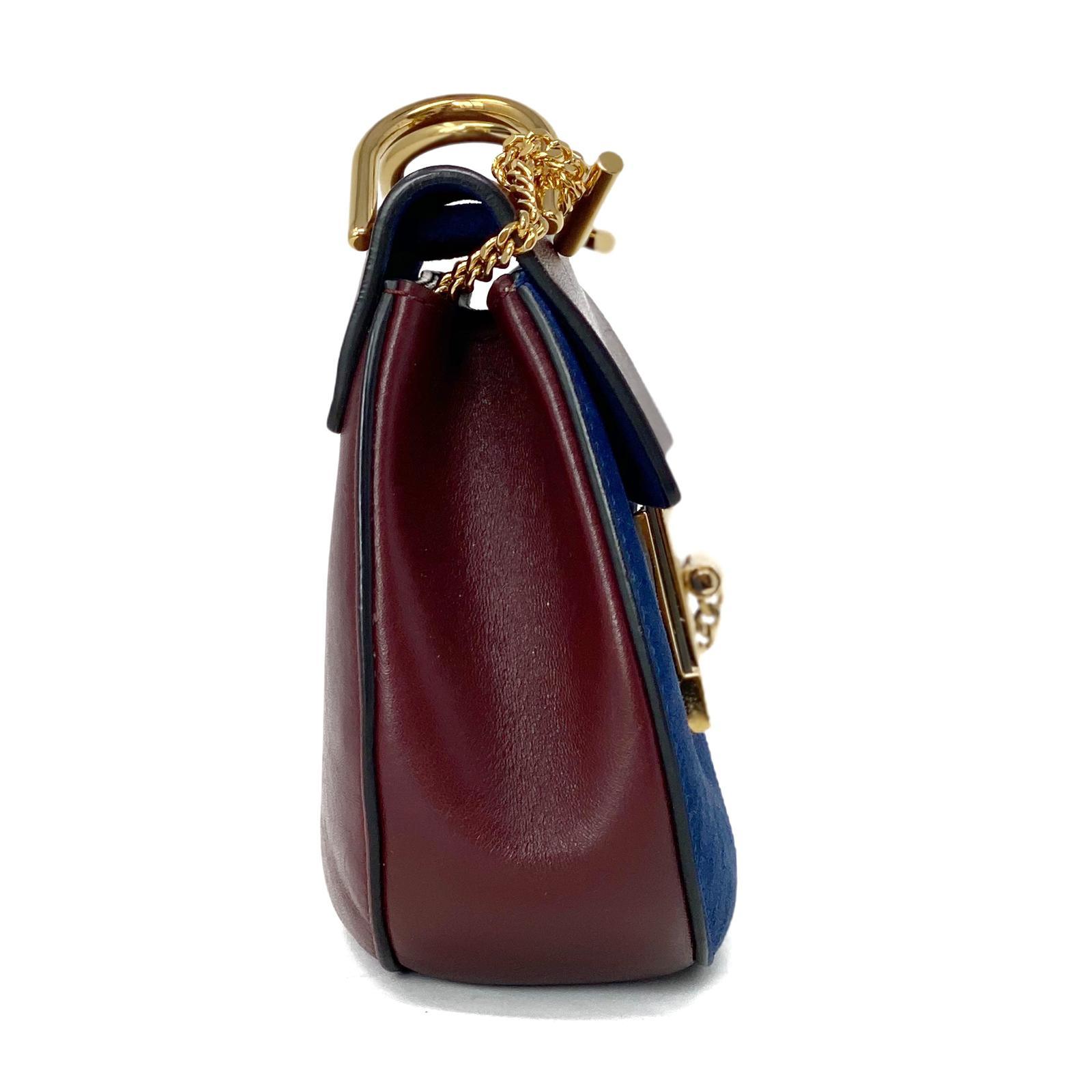 Chloe Burgundy & Navy Mini Drew Bag - Stylish Crossbody Purse for Women, Perfect for Parties, Dates & Everyday Use
