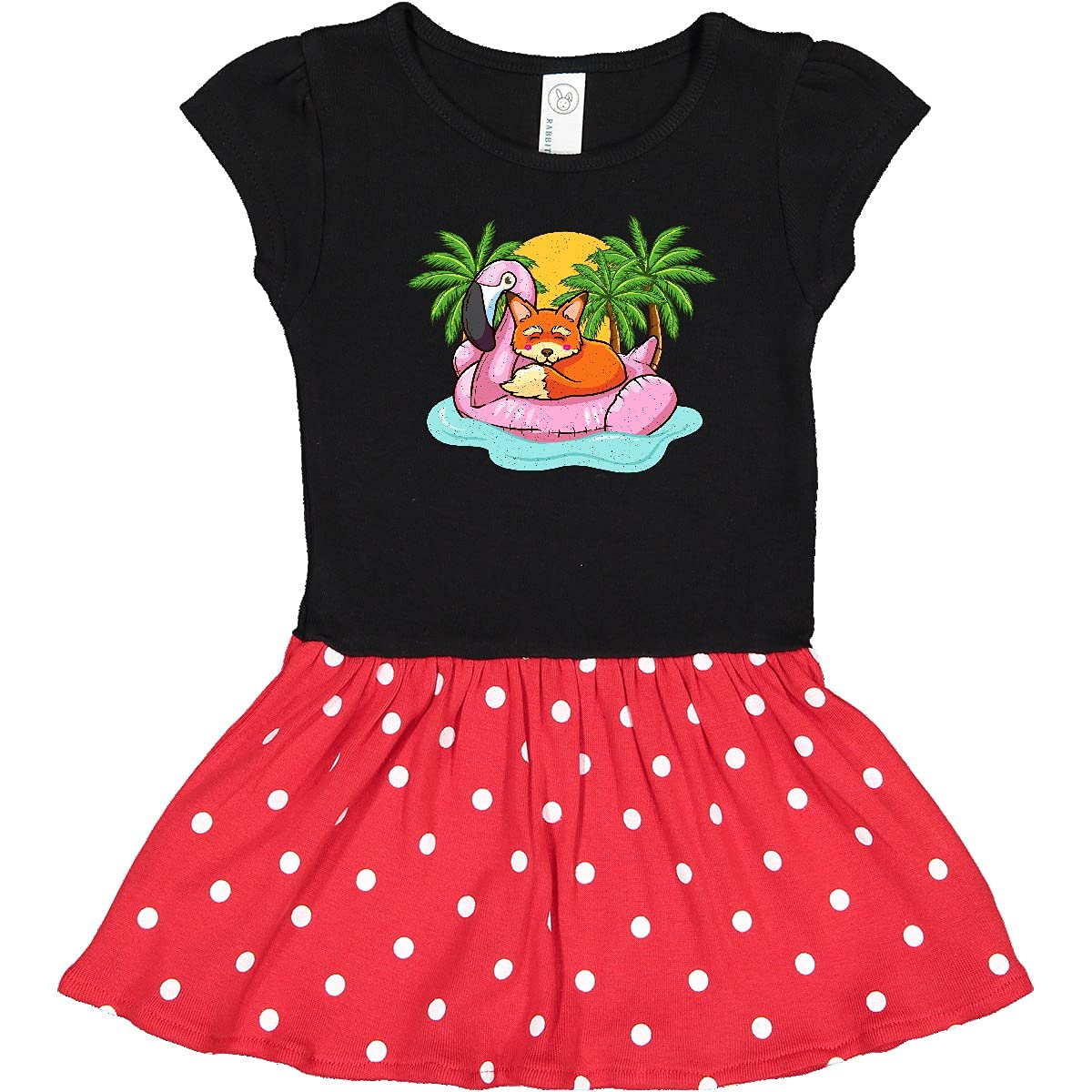 Inktastic Fox Flamingo Tropical Beach Vacation Infant Dress - Cute Baby Girl Summer Outfit for Beach Party, Poolside Photos & Family Vacations