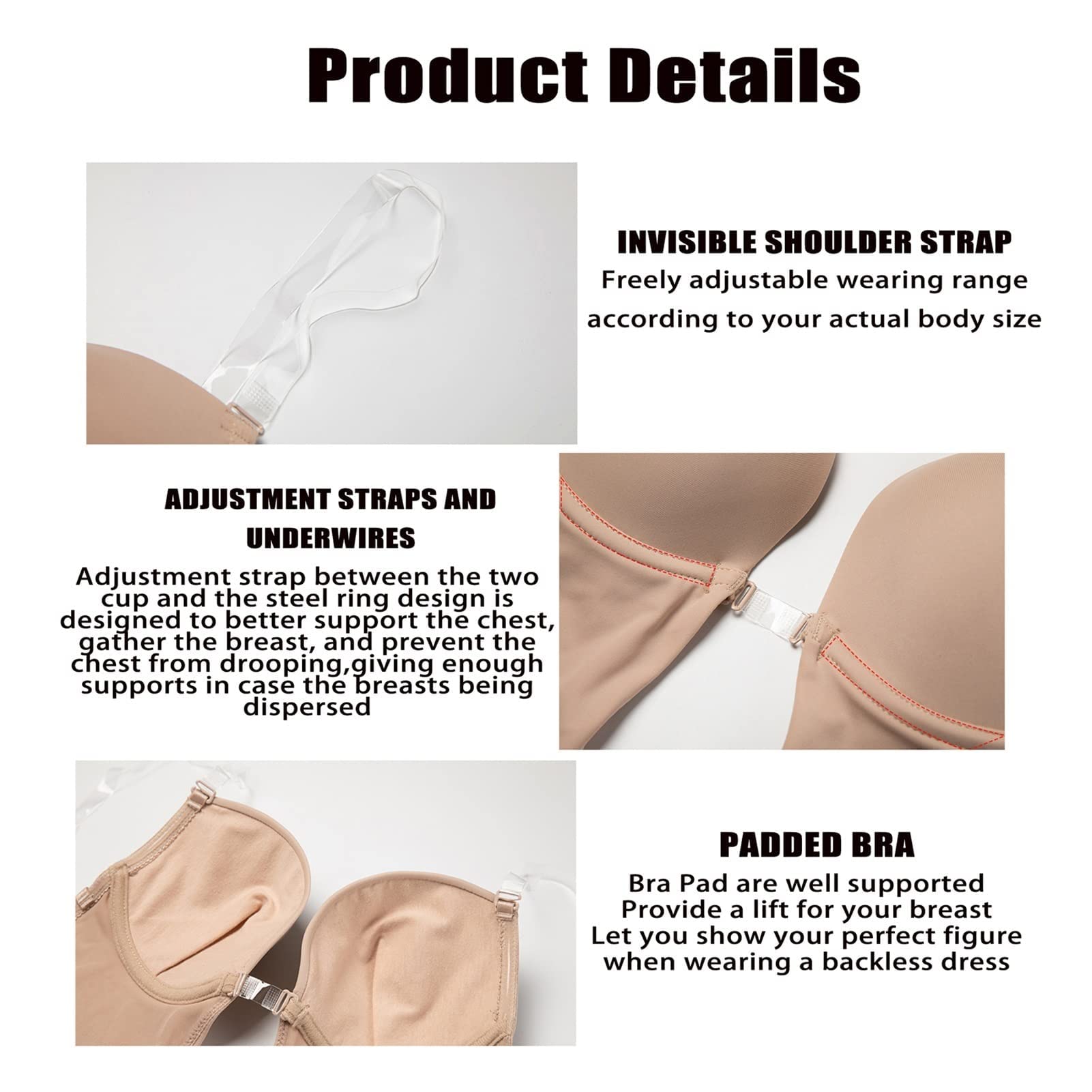 Invishaper - Plus Size Backless Body Shaper Bra for Women, Seamless Shapewear Bodysuit with Plunge Neckline | Perfect for Evening Dresses, Wedding & Special Occasions