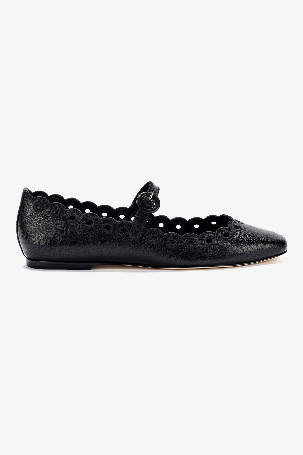 Blair Black Leather Ballet Flats for Women - Comfortable & Stylish Broderie Shoes - Perfect for Work, Office & Casual Wear