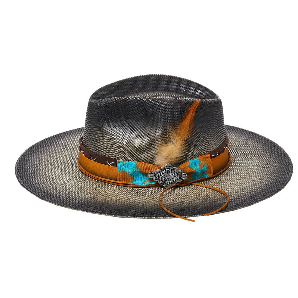 California Hats Robin - Wide Brim Straw Fedora Cowgirl Hat for Women | Summer Beach Hat, Outdoor Festival & Western Style Fashion Accessory