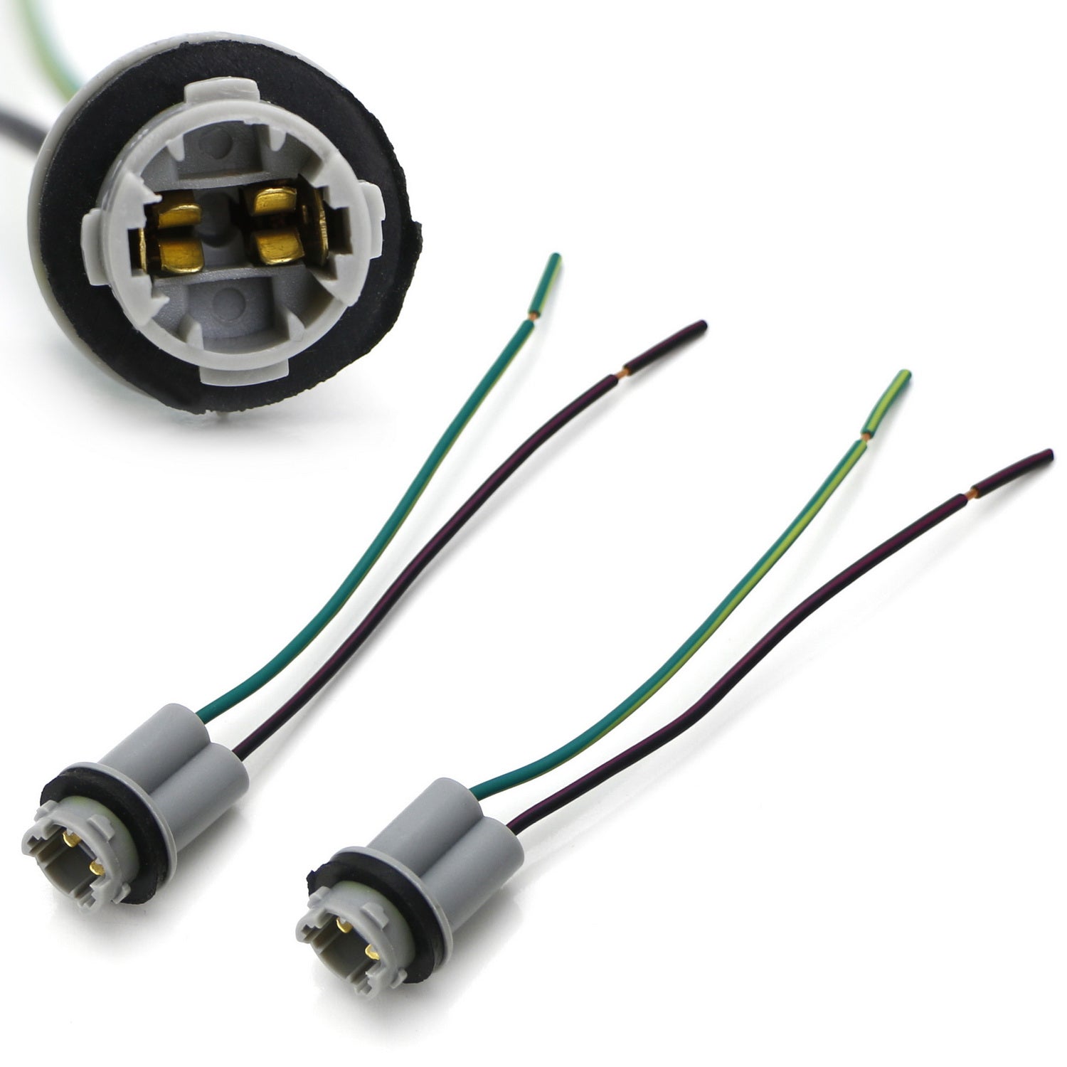 (2 Pack) 912 920 921 T15 Nylon Base Socket with Pigtail Wiring Harness - Replacement Light Bulb Holder for Automotive, Marine & Home Lighting Repair | DIY Electrical Projects