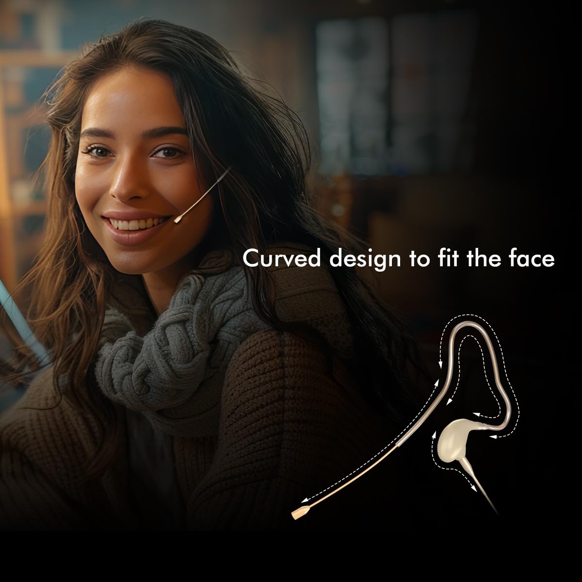 KIMAFUN Single Earset Headworn Microphone - Over Ear Hook Condenser Mic for AKG Wireless System Bodypack Transmitter - Beige D3 - Perfect for Performances, Theater Shows, Lectures & Public Speaking