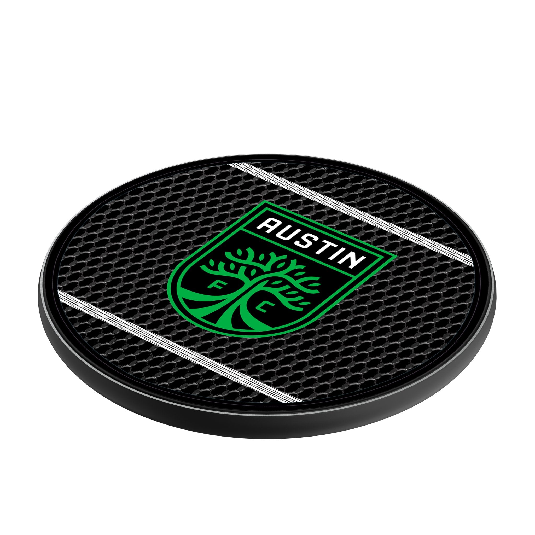 Austin FC Mesh 15W Fast Wireless Charger - Qi Certified Phone Charging Pad for iPhone, Samsung Galaxy - Perfect for Home, Office & Car Use