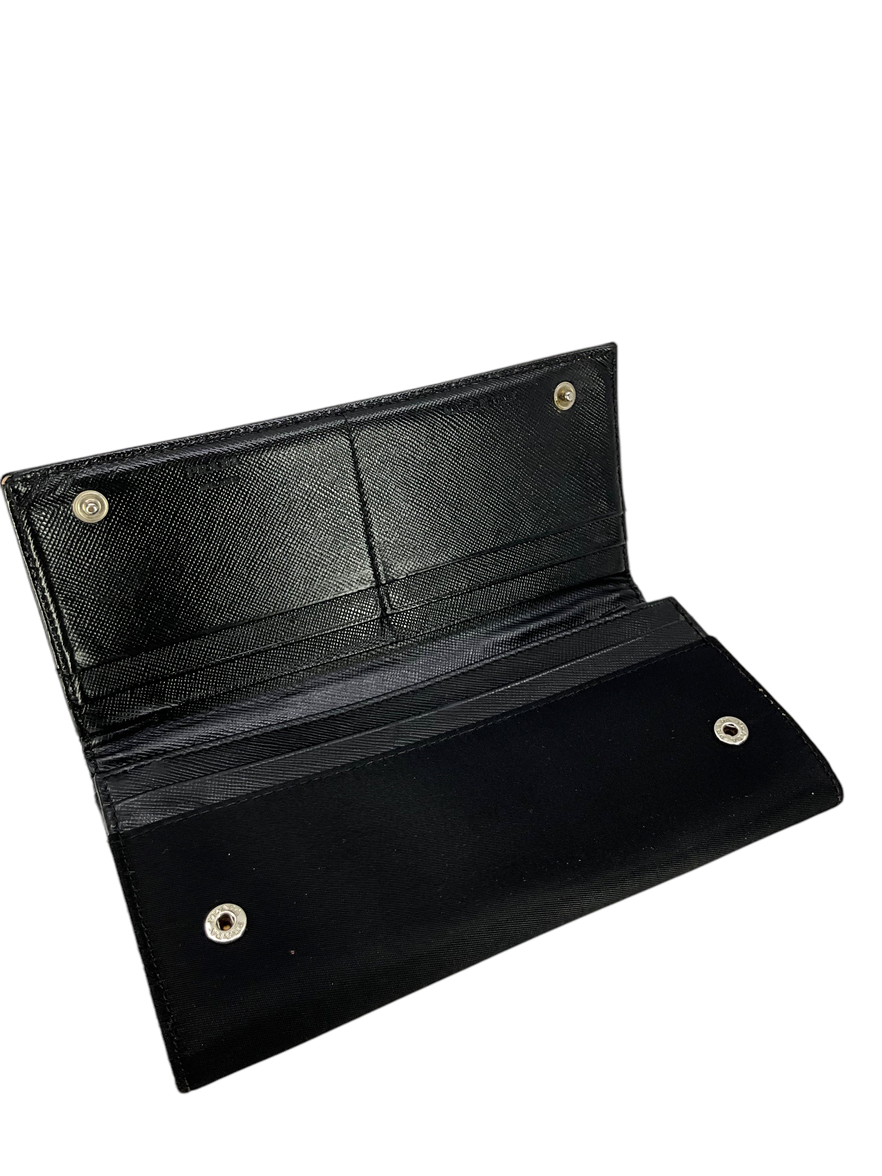 Prada Tessuto Nylon Logo Long Wallet for Women | Luxury Designer Bifold Wallet with Signature Logo | Perfect for Everyday Use, Travel & Gift Giving