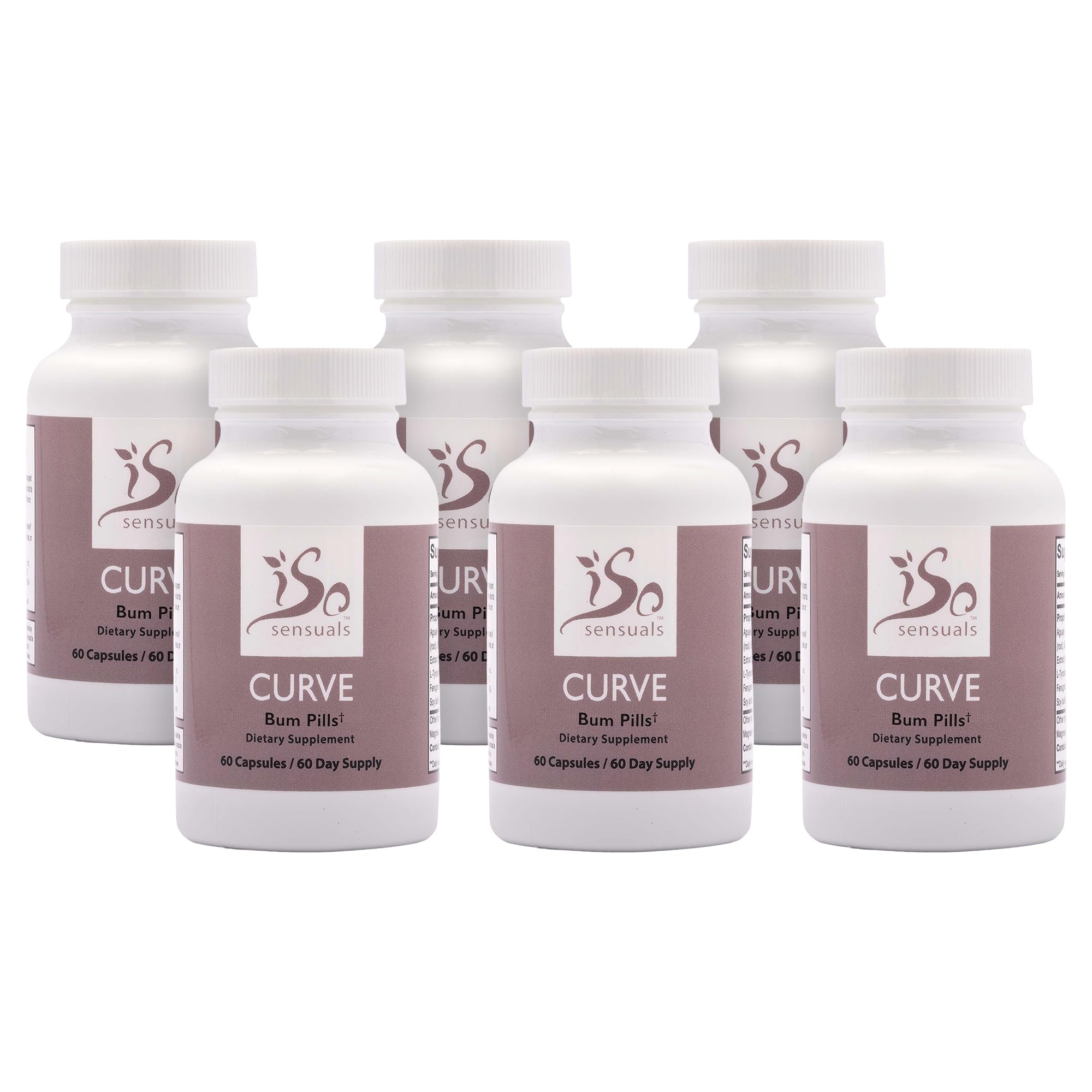 Curve Butt Enhancement Pills for Women - Natural Booty Growth Supplement (6 Bottles) | Enhance Curves & Boost Confidence for Bikini, Jeans & Date Nights