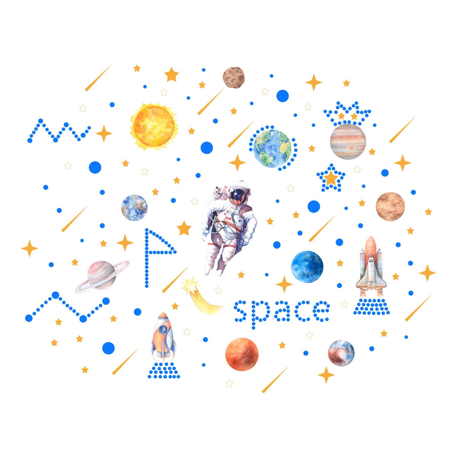 Glow in the Dark Astronaut Stickers - Space Themed Wall Decals for Kids Room & Bedroom Decor