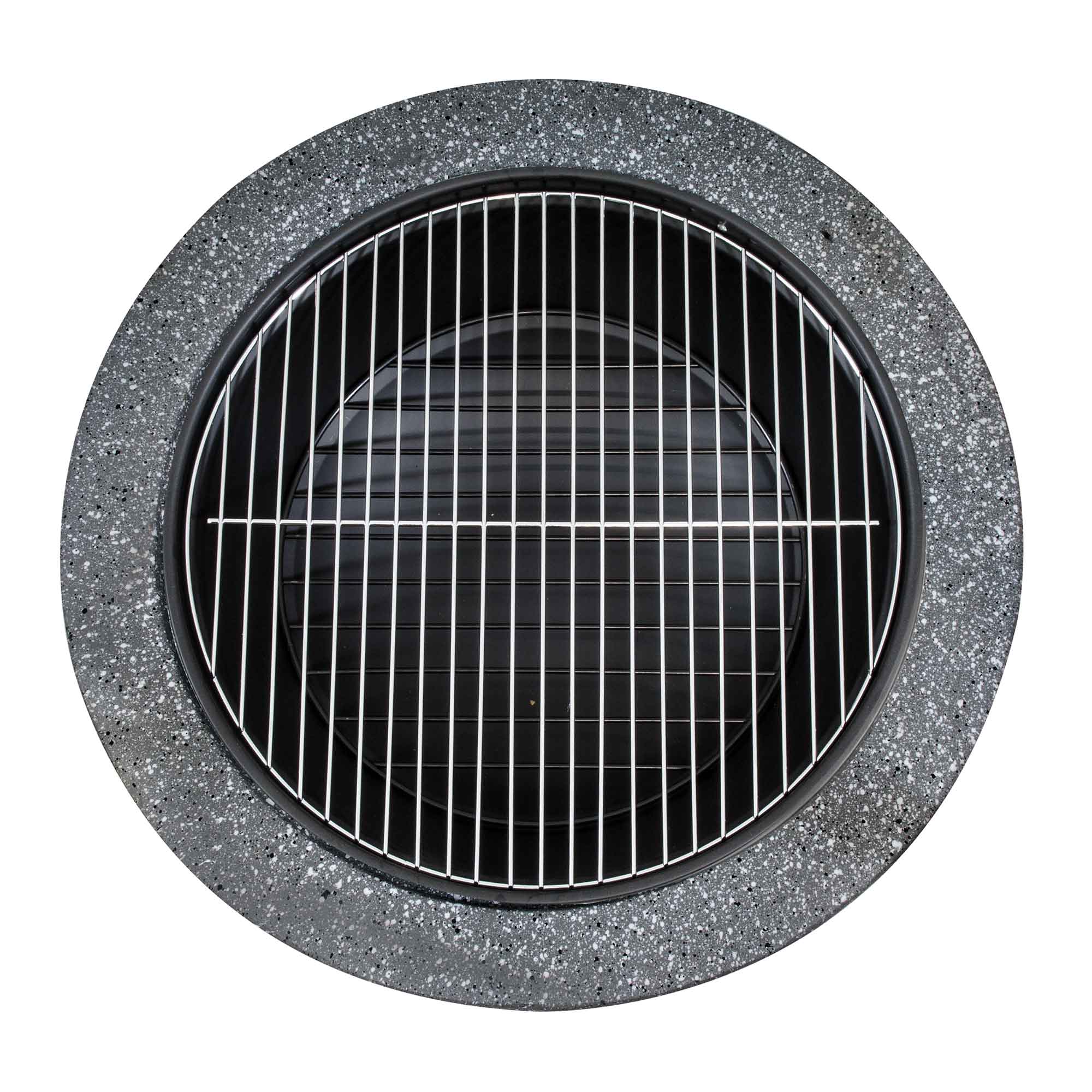 Round 75cm Magnesium Oxide Fire Pit with BBQ Grill & Safety Mesh Screen - Dark Grey DG191 for Outdoor Camping, Backyard Gatherings & Patio Relaxation