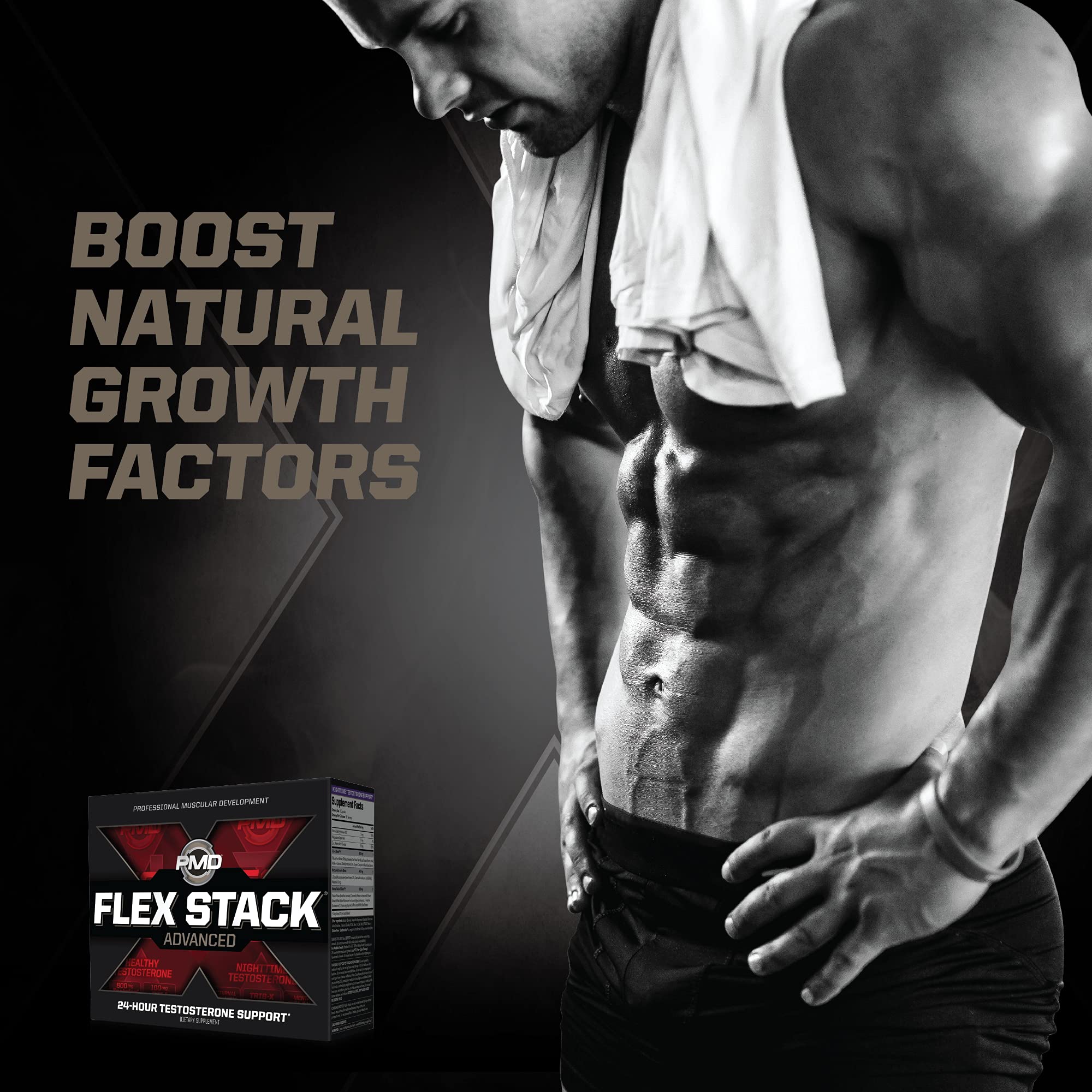 PMD Sports Flex Stack Advanced 24-Hour Testosterone Booster Supplement for Men - N-Test 600 Advanced 90 Liquid T-Gels & Z-Test 90 Capsules - Supports Lean Muscle Growth, Strength, Recovery, Libido & Sleep - Perfect for Gym, Bodybuilding & Athletic Performance