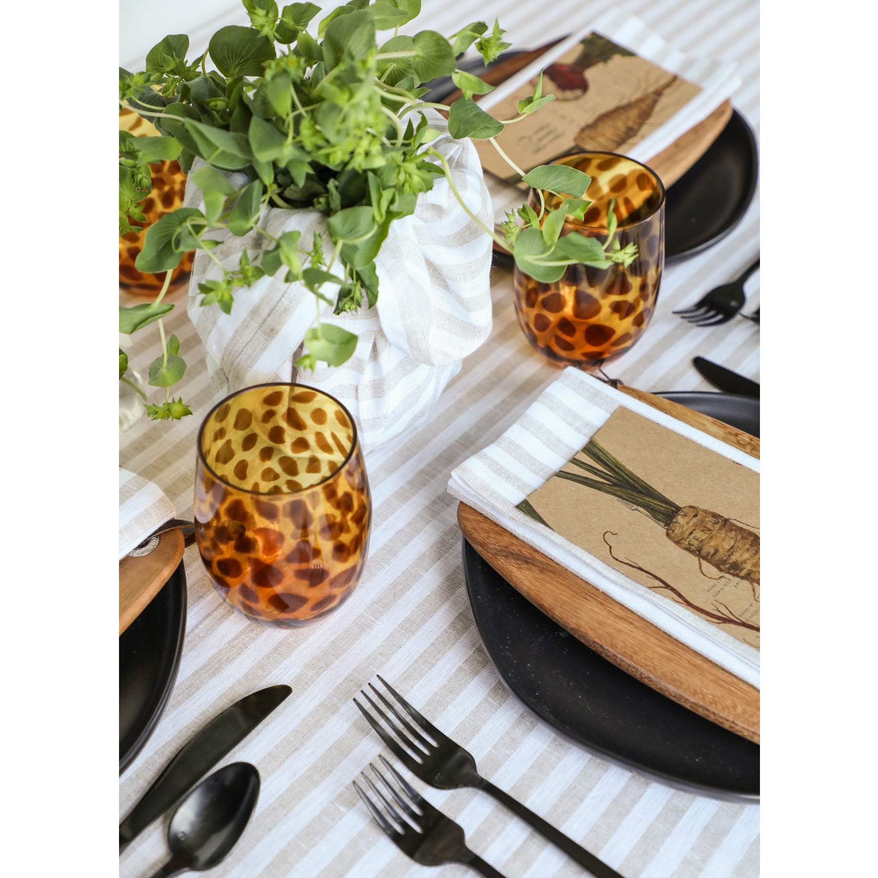 Amalfi Stripe Tablecloth - Waterproof & Stain-Resistant Round Table Cover for Outdoor Dining, Picnics, and Party Decor