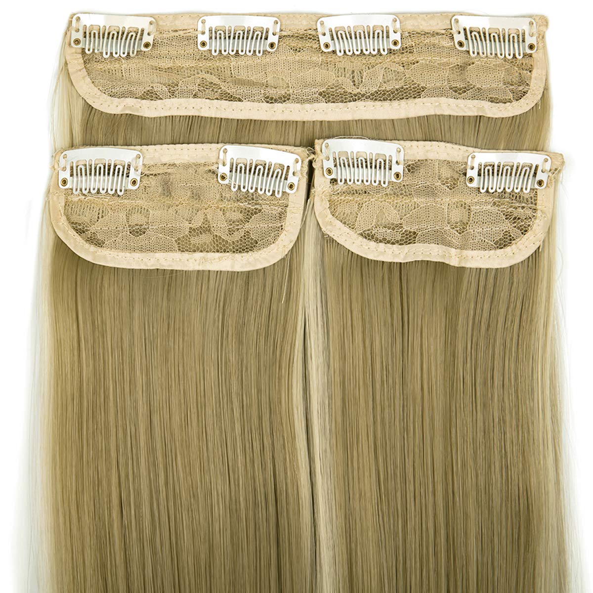 Clip in Hair Extensions 3Pcs - 8 Clips Straight Thick Full Head Double Weft Synthetic Hair Extensions for Women (18