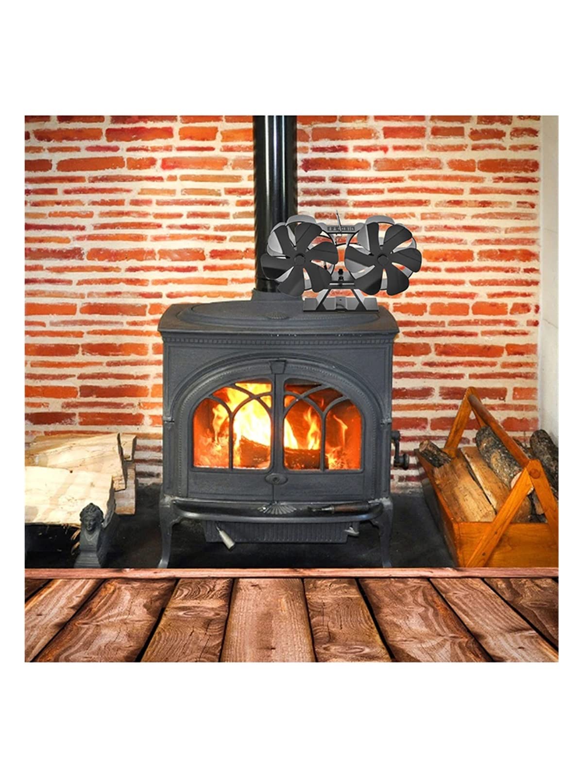 HPTHLY 12-Blade Fireplace Fan Upgrade - Powerful Wood Stove Fan for Large Rooms, Log Steady Accessory | Perfect for Home Heating & Cozy Winter Nights