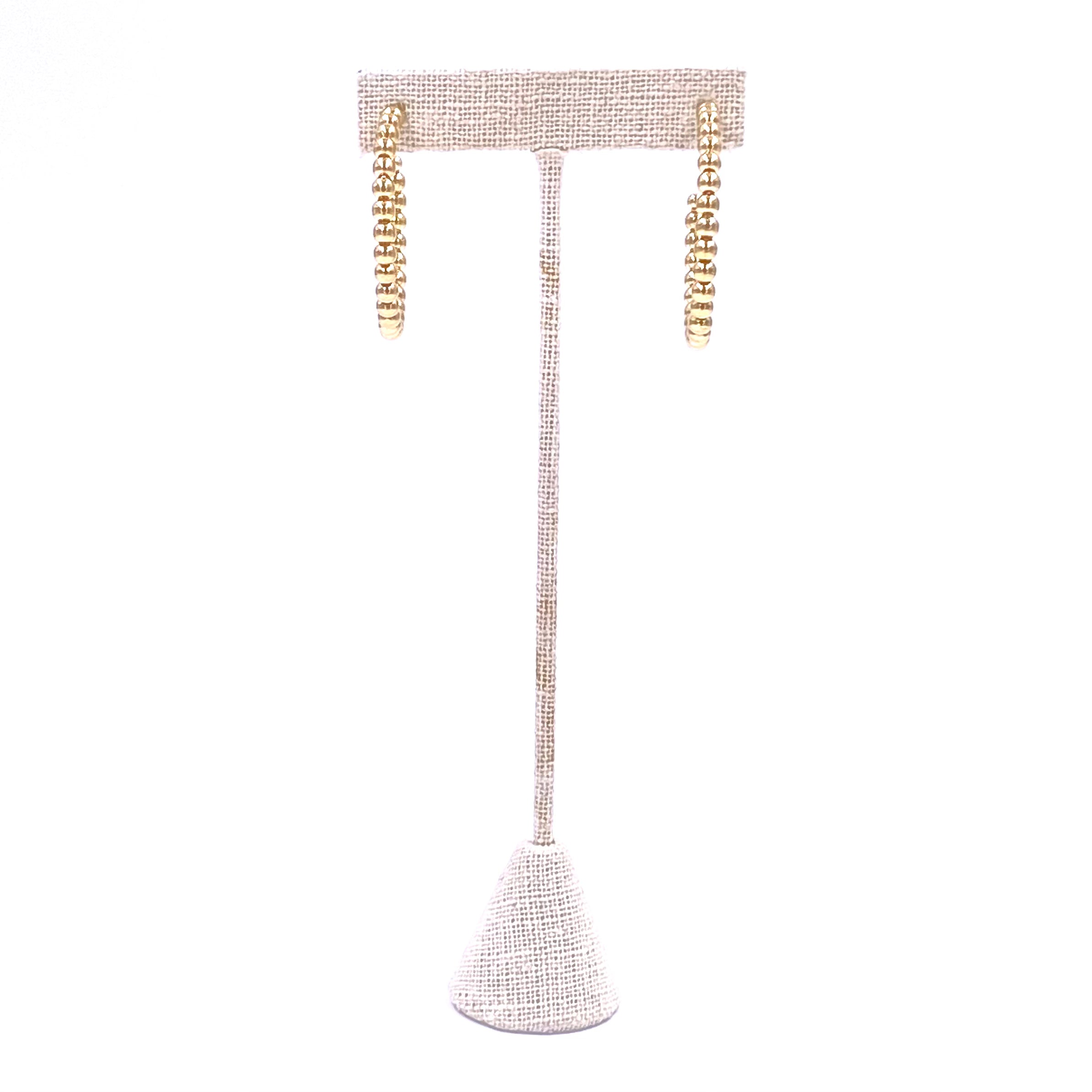 Ashley Gold Stainless Steel Gold Plated Ball Beaded 1.5 Inch Hoop Earrings for Women - Perfect for Parties, Weddings & Everyday Wear