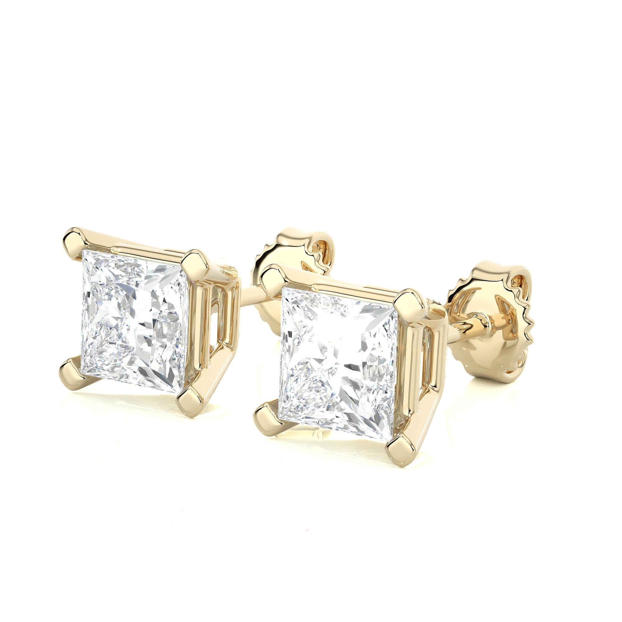 IGI Certified 1/2 to 4 Carat Lab Grown Diamond Stud Earrings for Women - Princess Cut White, Blue or Pink Diamonds in 14k White Gold (G-H, VS1-VS2, cttw) - Perfect for Weddings, Anniversaries & Special Occasions