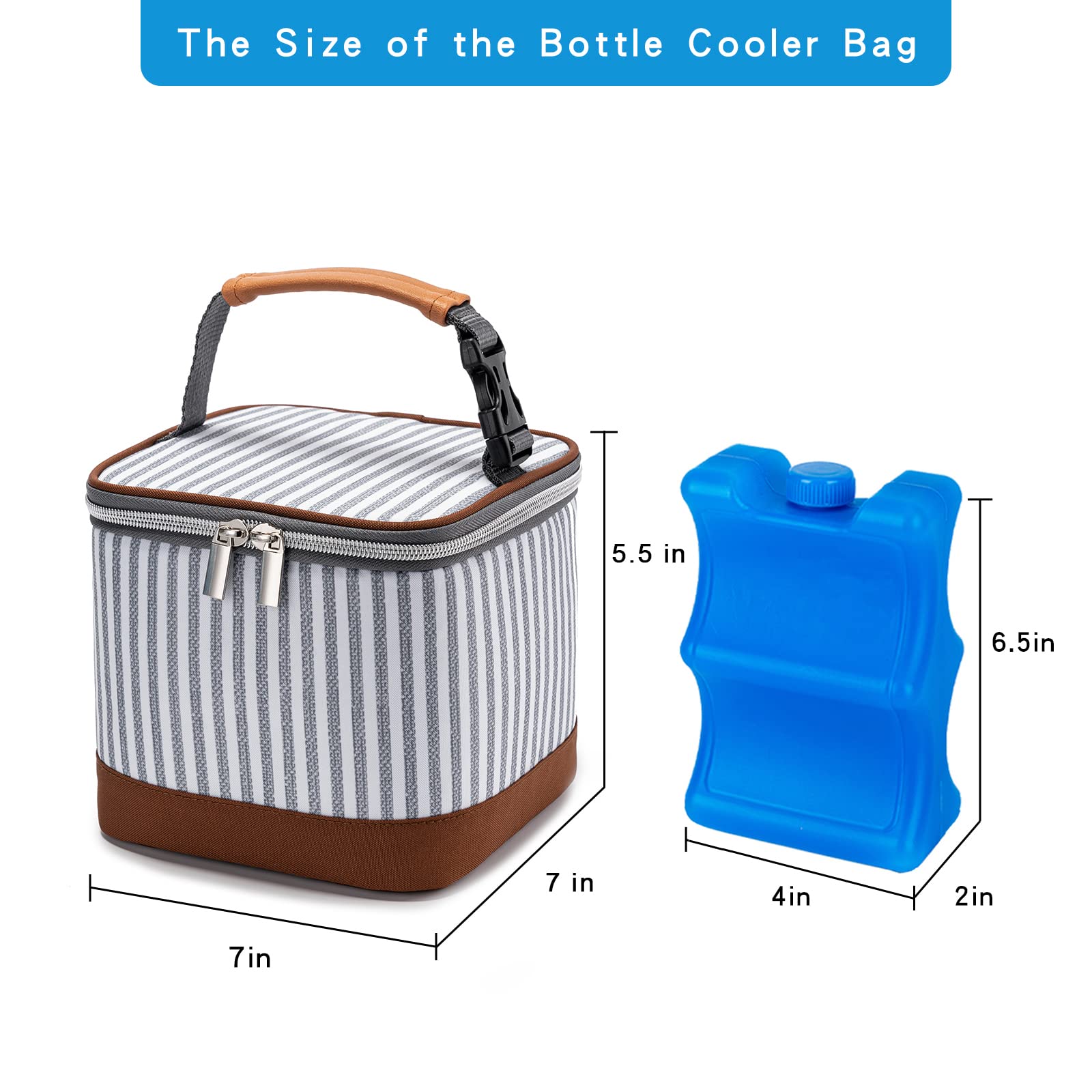 Breastmilk Cooler Bag with Ice Pack - Fits 4 Baby Bottles (Up to 5oz) - Insulated Baby Bottle Cooler for Nursing Moms & Daycare - Perfect for Travel, Work, and On-the-Go Feeding