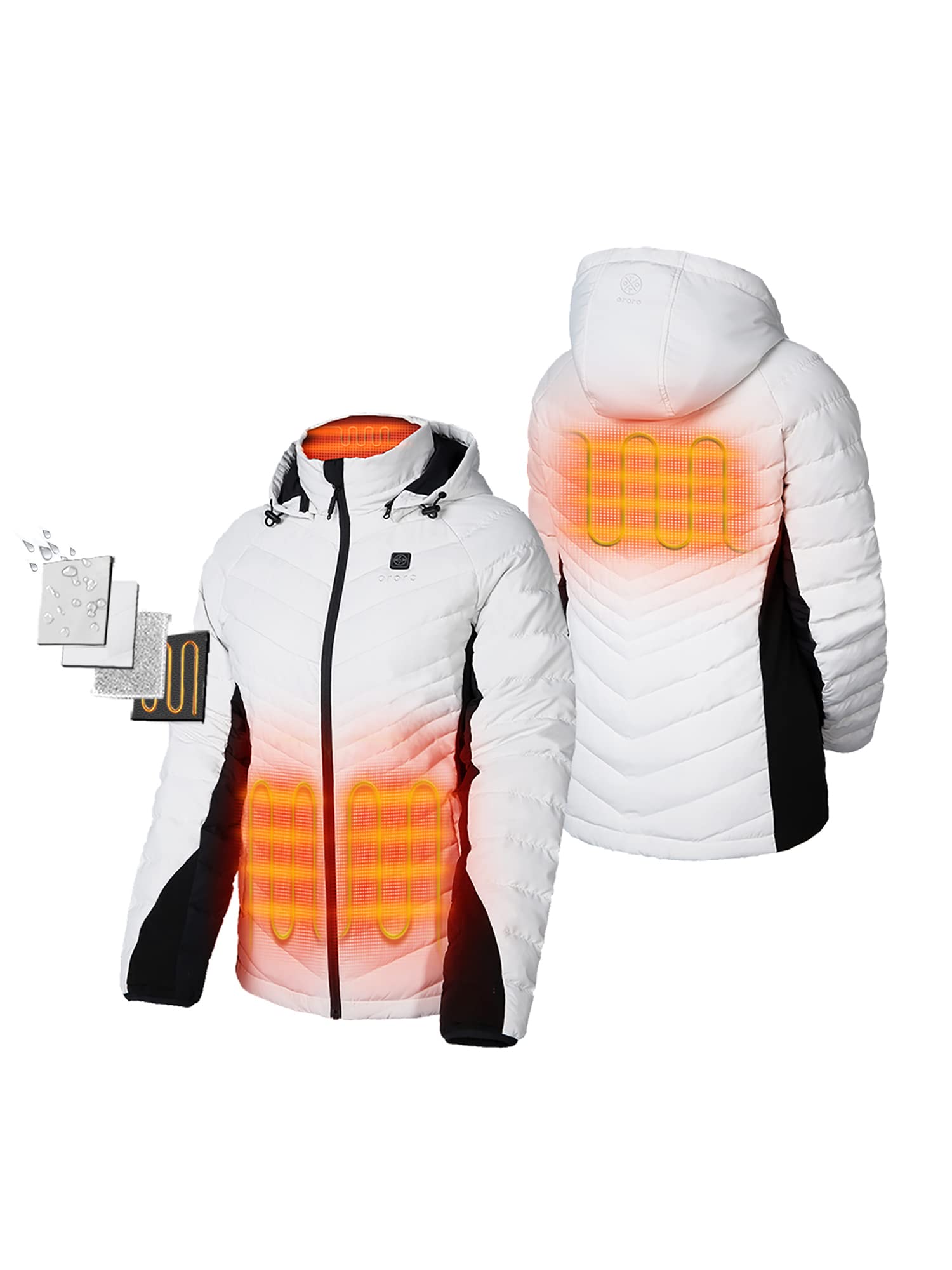 ORORO Women's 800-Fill Power Heated Down Jacket - Lightweight Winter Coat with Battery Pack (Charger Not Included) - Perfect for Cold Weather, Skiing & Outdoor Activities