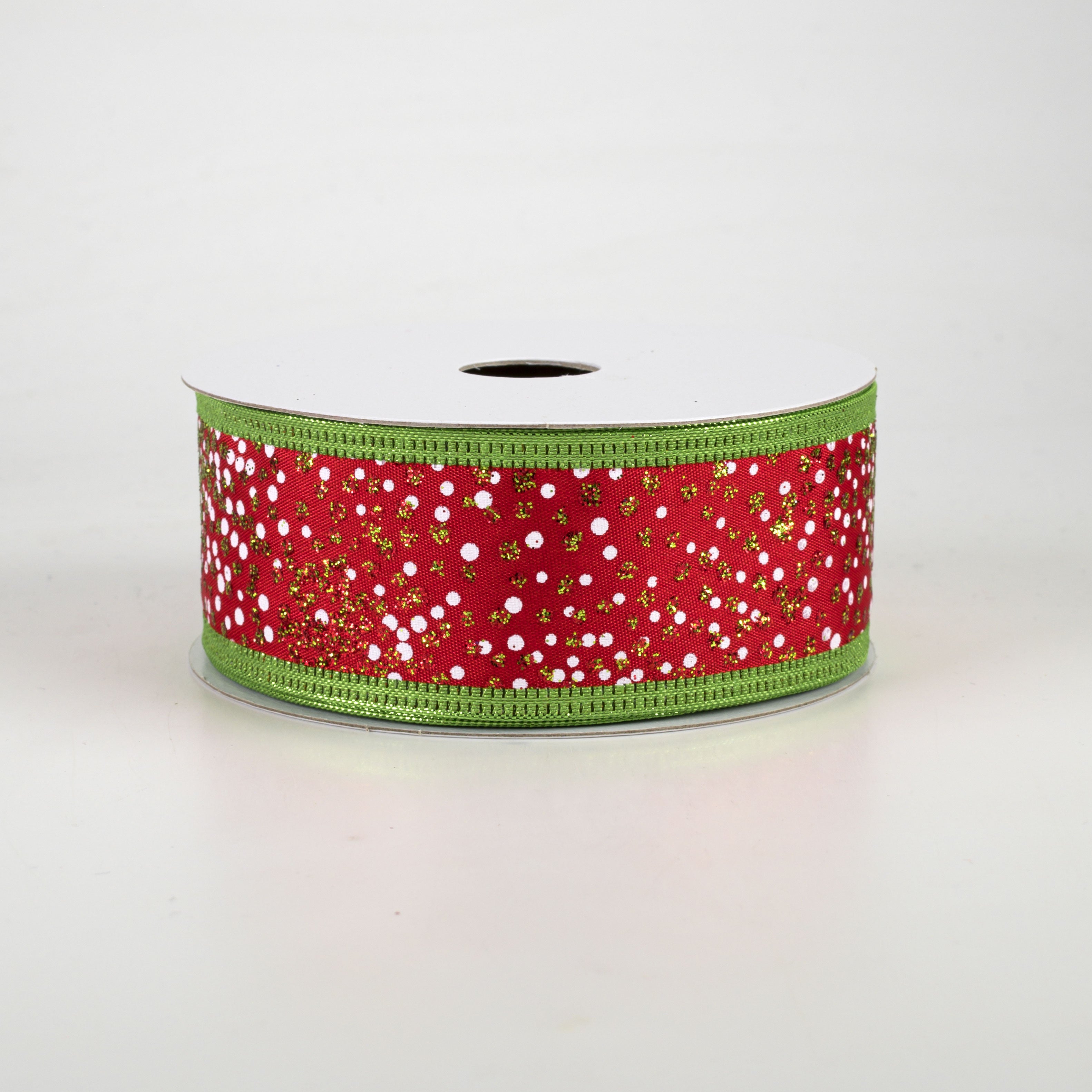 1.5 Inch Glitter Pin Dots Ribbon - 10 Yards Christmas Decorative Ribbon for Gift Wrapping, Tree Decorations & Holiday Crafts