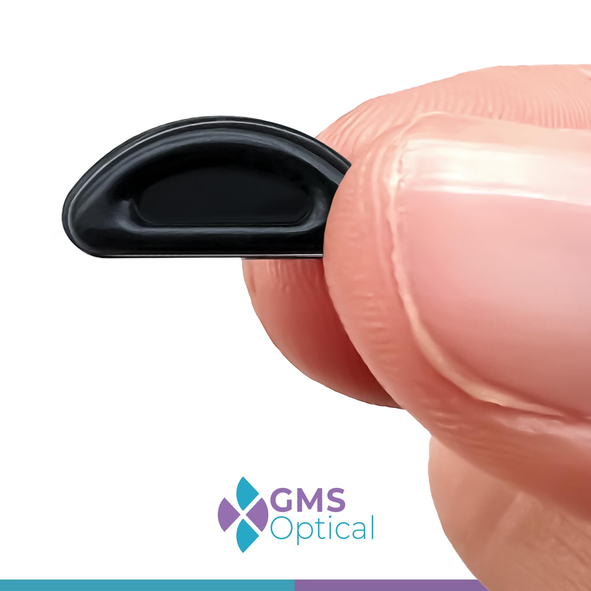 GMS Optical Medium-Thick (2mm) Medium-Length (15mm) Air Cushion Adhesive Nose Pads for Glasses - Anti-Slip, Reduce Pressure & Soreness - Fits Eyeglasses, Sunglasses & Reading Glasses (5 Pairs, Black) - Perfect for All-Day Comfort at Work, Driving & Outdoor Activities