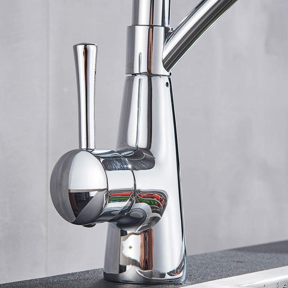 Chrome & Black Pull Down Kitchen Faucet - 360° Swivel, Single Handle Hot/Cold Water Mixer Tap for Bathroom Sink - Perfect for Modern Homes, Apartments & RV Kitchens