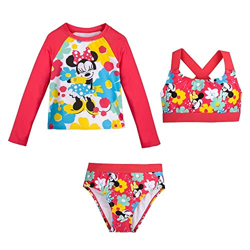 Disney Minnie Mouse Deluxe Swimsuit Set for Girls - 2 Piece Swimwear with UV Protection, Perfect for Pool, Beach & Summer Vacation
