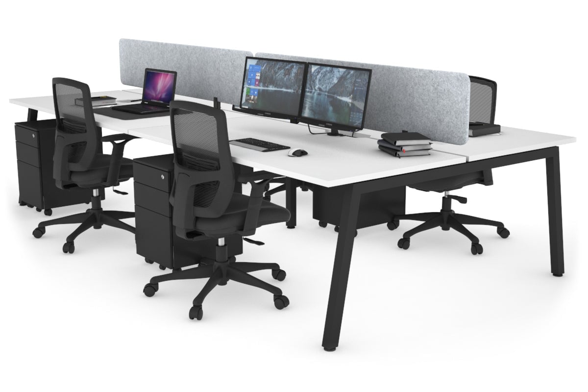 Quadro 4-Person Office Workstation Desk - 1200L x 800W with Cable Management Scallop - Perfect for Collaborative Workspaces, Team Meetings & Open Office Environments