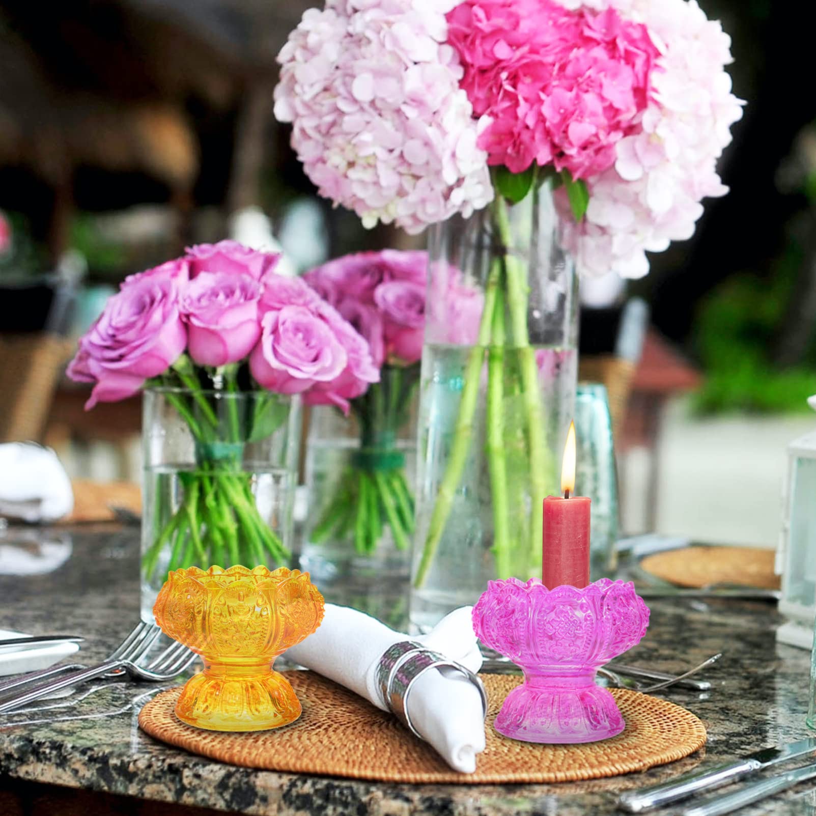 Beaupretty 3-Piece Glass Tealight Candle Holders Set - Elegant Crystal Tabletop Centerpiece for Wedding, Home Decor, and Romantic Dinner Ambiance - Perfect for Tablescapes, Ceremonies, and Gift Giving