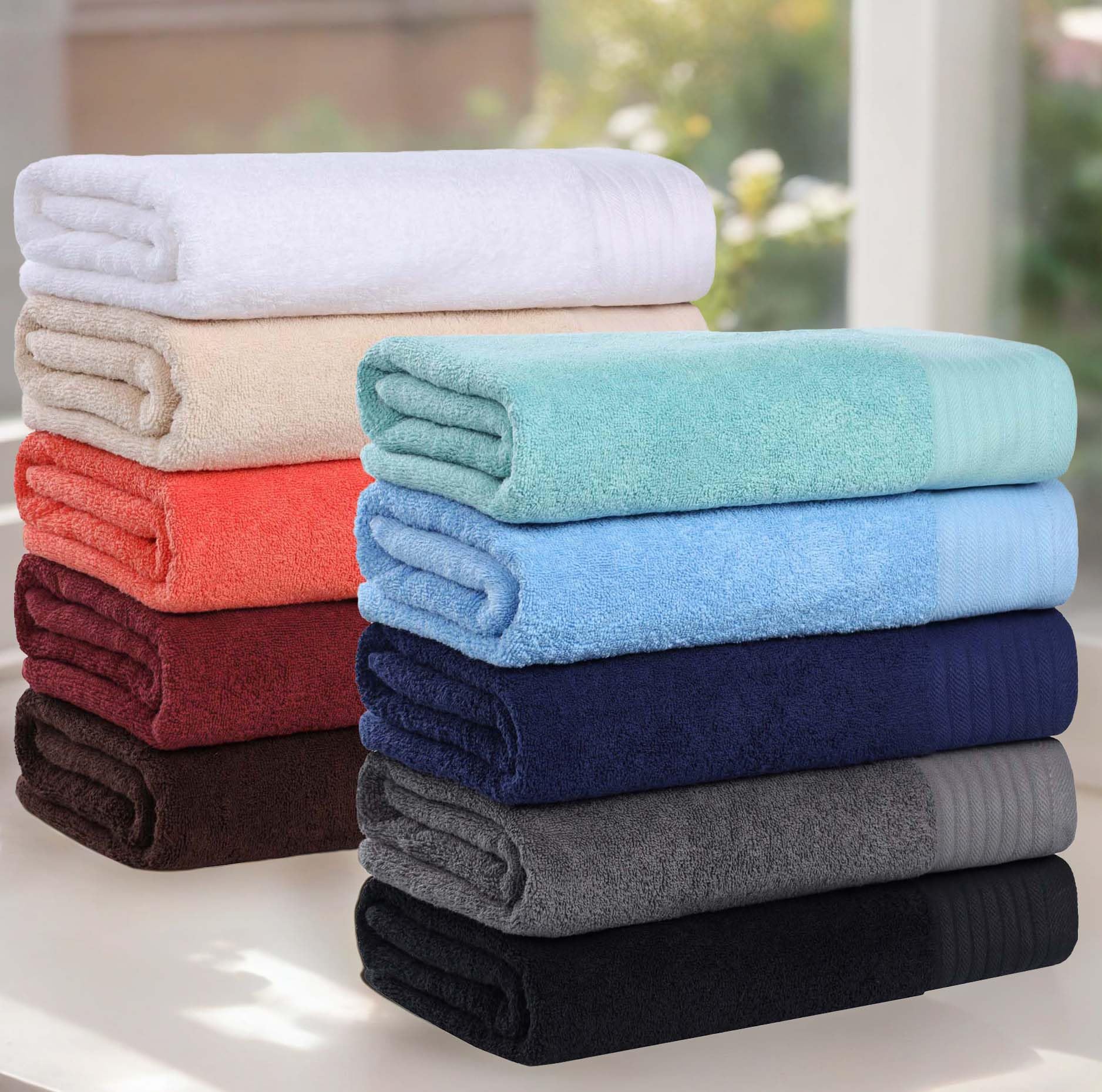 Premium Herringbone Turkish Cotton Towel Set - 6-Piece Highly Absorbent Bath, Hand & Face Towels for Spa, Guest & Master Bathroom | Soft Luxury Towels for Hotel, Home & Gym Use | Grey Solid Color