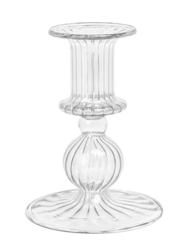 Spark Small Clear Glass Candle Holder - Elegant Tea Light Holder for Wedding, Party, and Home Decor