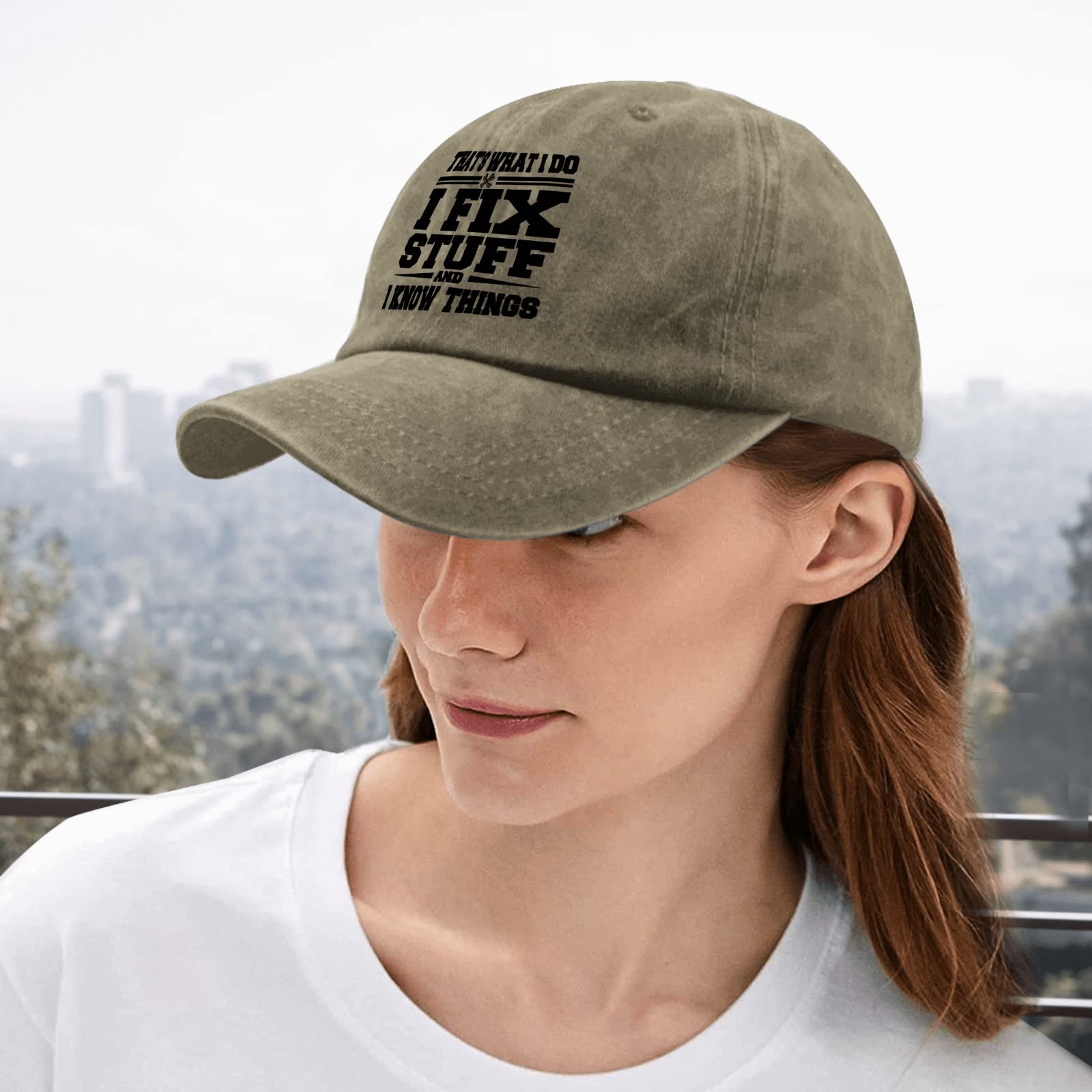 Funny Graphic Baseball Cap for Men - 'That's What I Do I Fix Stuff and I Know Things' Adjustable Dad Hat - Perfect for Casual Wear, Outdoor Activities & Gifts