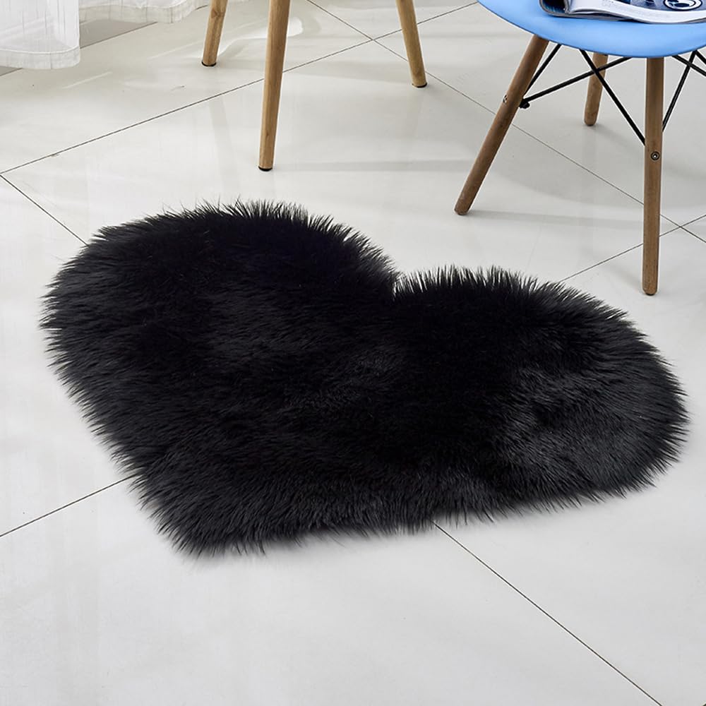 Luxury Faux Fur Sheepskin Heart Shaped Area Rug 16