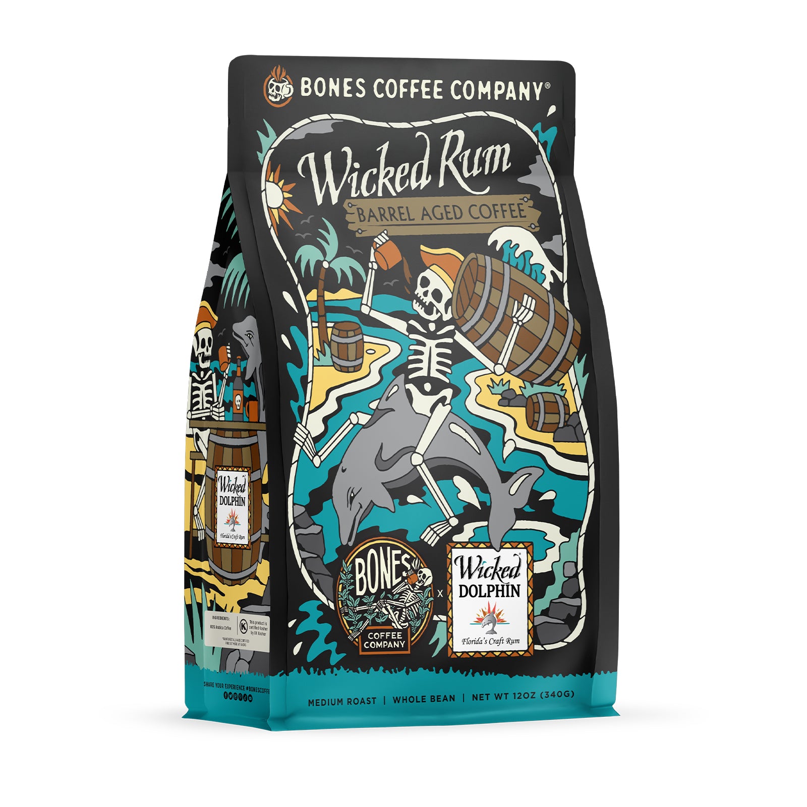 Wicked Rum Barrel Aged Coffee - Premium Dark Roast (12oz) | Rich & Bold Flavor for Coffee Lovers - Perfect for Morning Brew, Gifts & Special Occasions
