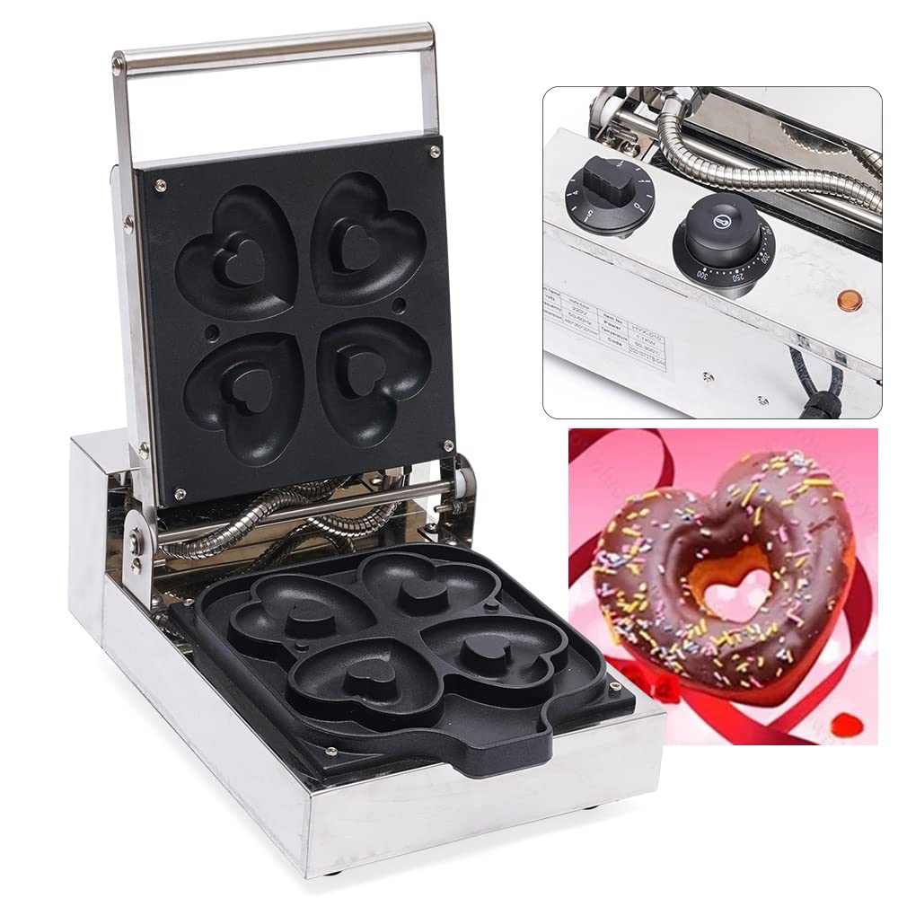 4PCS Heart-Shaped Donut Maker Set, Mini Electric Donut Baker Machine for Home & Commercial Use - Perfect for Kids Breakfast, DIY Snacks, Cafes & Bakeries (Heart Donut Maker for Parties, Gifts & Family Fun)