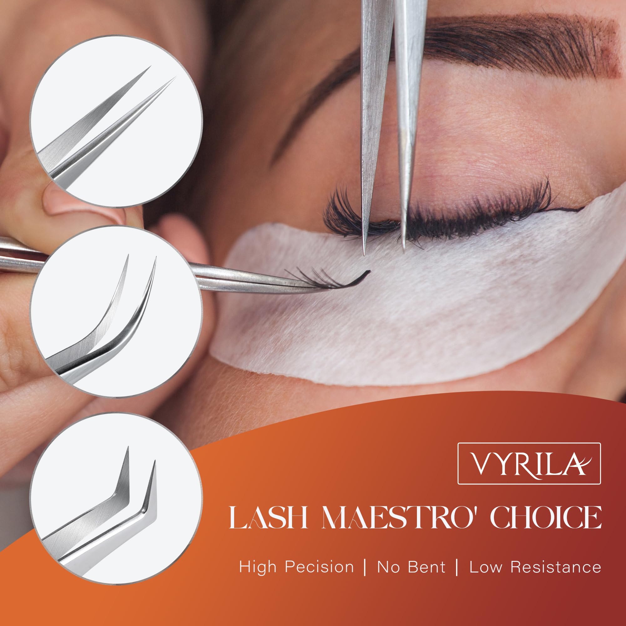 VYRILA Professional Eyelash Extension Tweezers - High Precision Stainless Steel Lash Tweezers for 2D-10D Volume Fan Making | Perfect for Lash Technicians & DIY Home Use | Salon-Grade Eyelash Extension Tools for Flawless Application