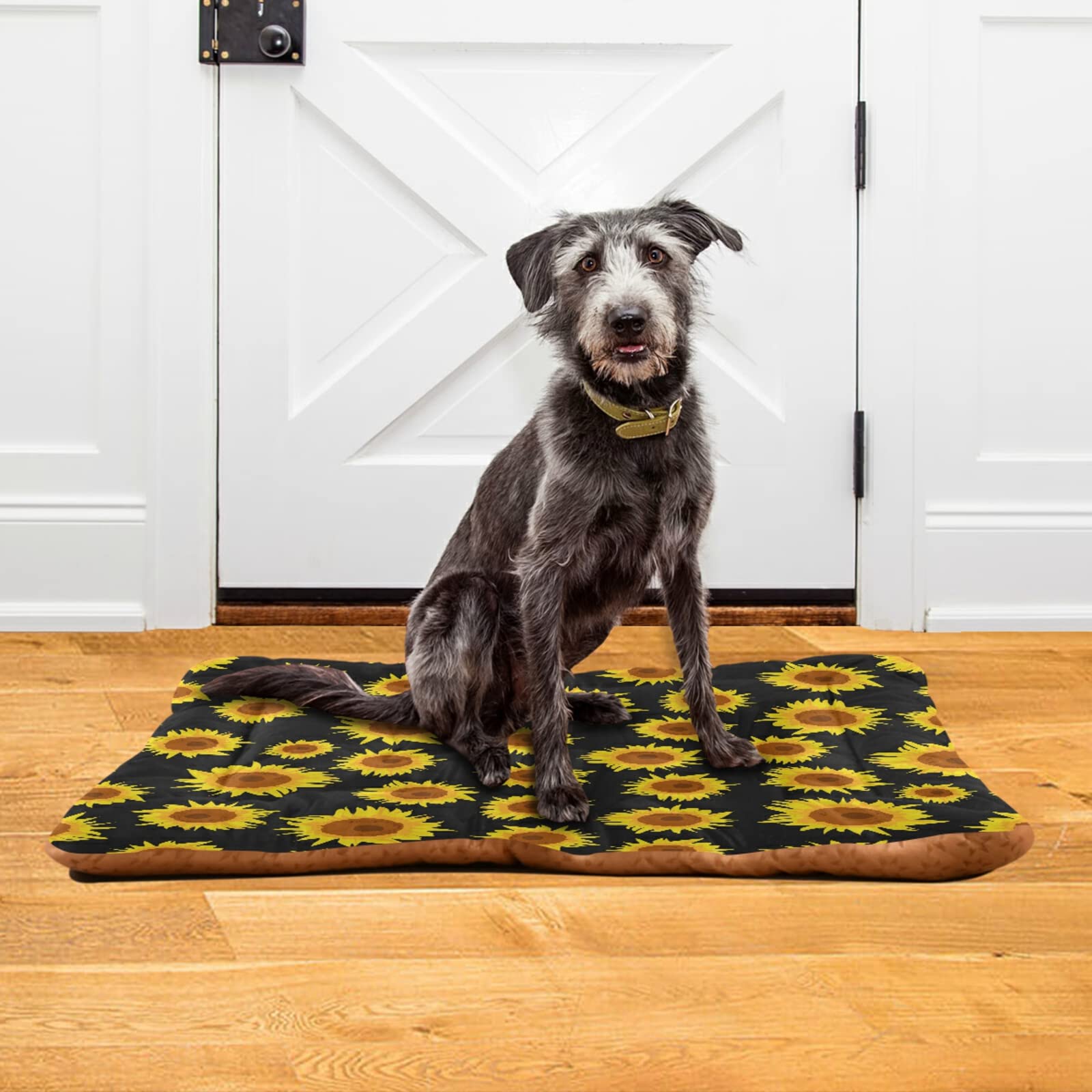 Beautiful Sunflower Pet Bed - Ultra Soft Rectangle Dog Bed & Cat Bed for Small to Medium Pets, 24x18 Inch - Cozy Calming Bed for Dogs & Cats, Perfect for Living Room, Bedroom, or Crate