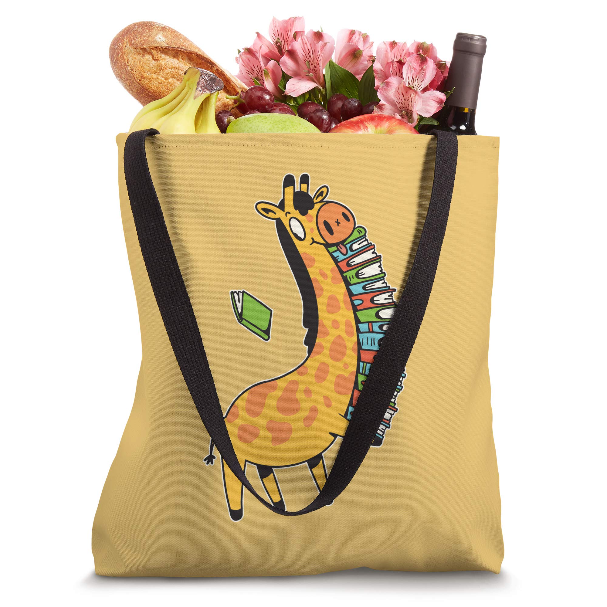 Stylish Giraffe Print Tote Bag for Women - Durable Canvas Book Bag with Long Handles - Perfect for Shopping, Beach, Library & School