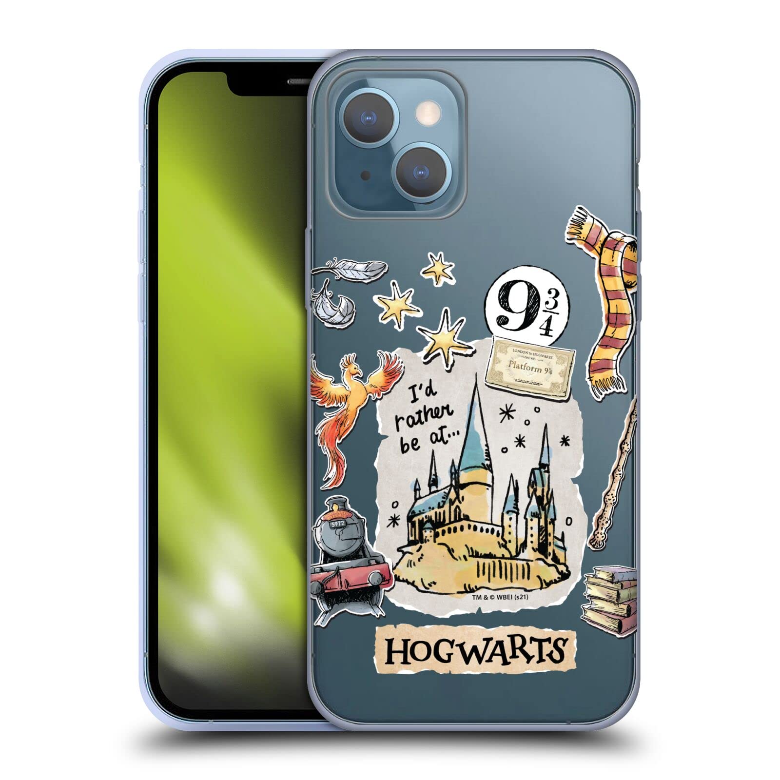 Official Harry Potter Hogwarts Scrapbook iPhone 13 Case - Soft Gel Phone Cover with Licensed Memorabilia Design - Perfect for Fans, Collectors and Wizarding World Enthusiasts