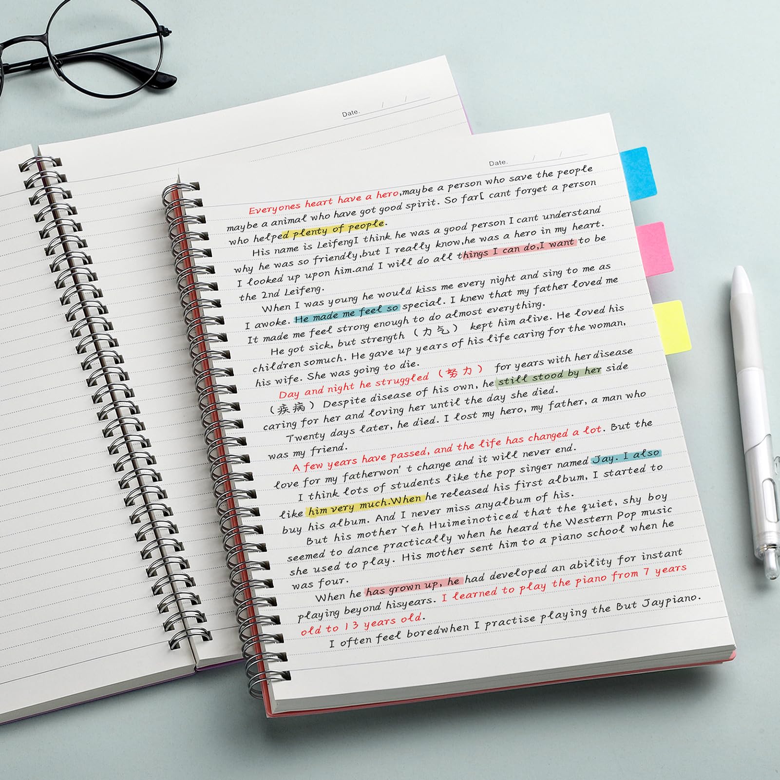 AHGXG Spiral Notebook 4-Pack - College Ruled B5 Notebooks 7.6