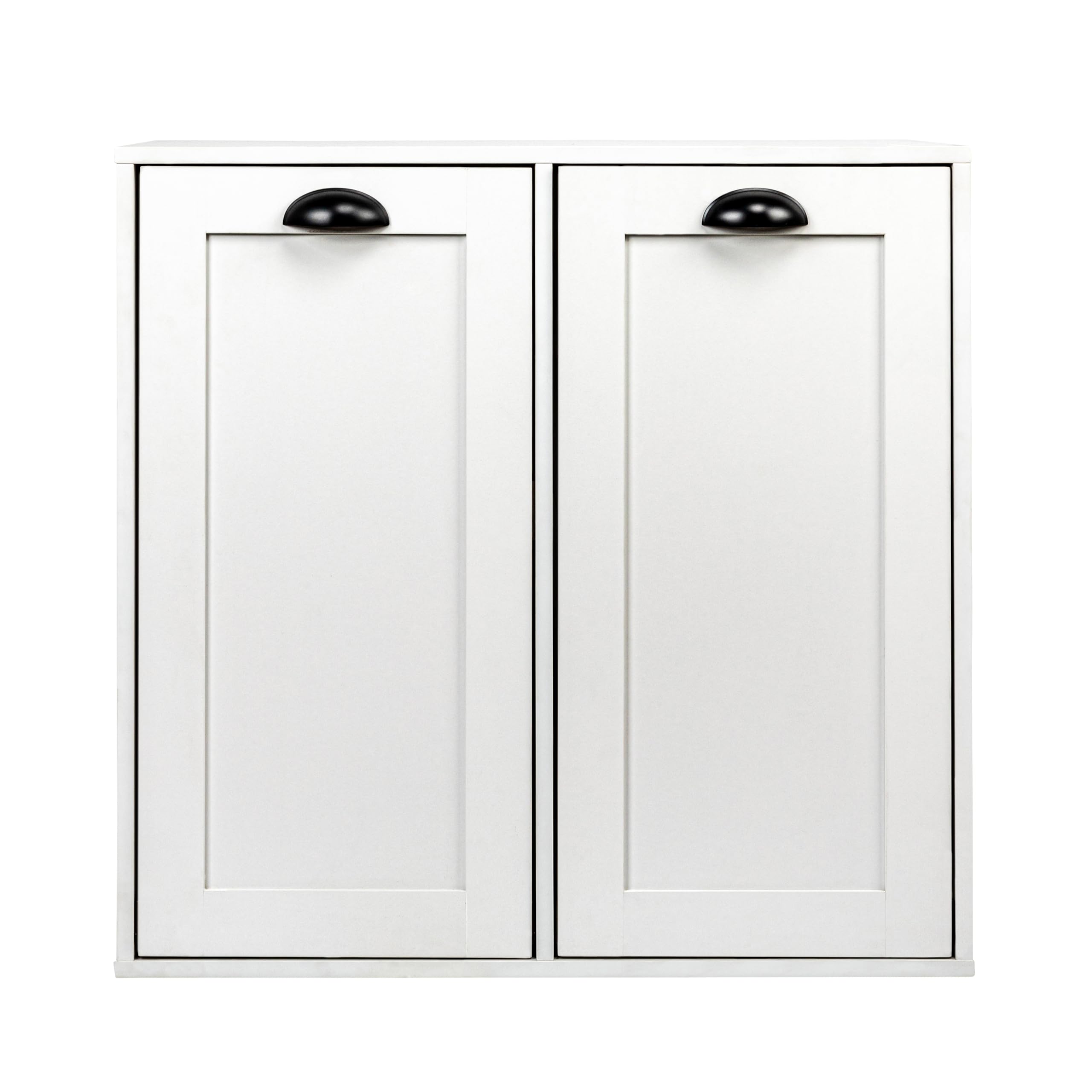 Scandinavian White Laundry Sorter Cabinet - 3-Bag Hamper with Wheels for Bedroom, Closet & Laundry Room Organization | Space-Saving Storage Solution for Towels, Clothes & Linens