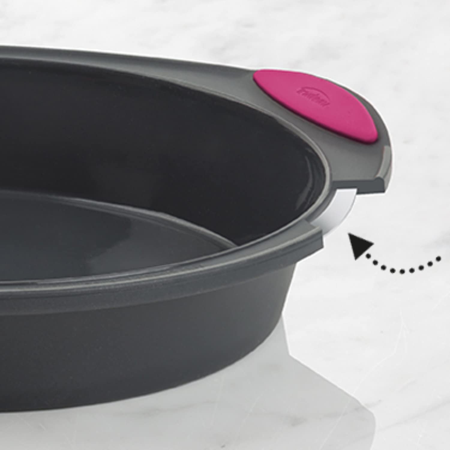 Trudeau 9-Inch Round Silicone Cake Pan - Fuchsia Non-Stick Baking Mold for Cakes, Cupcakes & Desserts - Perfect for Home Baking, Parties & Holiday Treats
