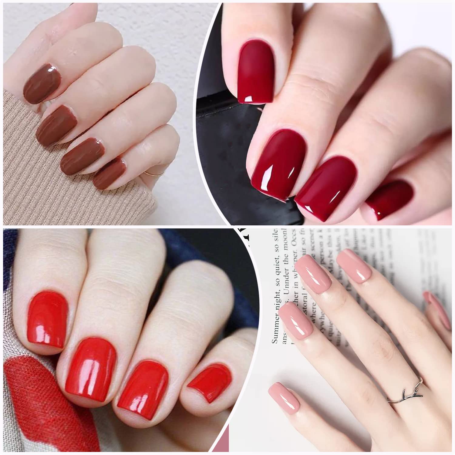 WOKOTO 20 Sheets Red Pink Nail Polish Strips - Full Cover Nail Wraps, Solid Color Nail Stickers for Women & Girls - DIY Nail Art, Gel Nail Strips, Easy Stick On Nails - Perfect for Parties, Weddings, and Daily Nail Care