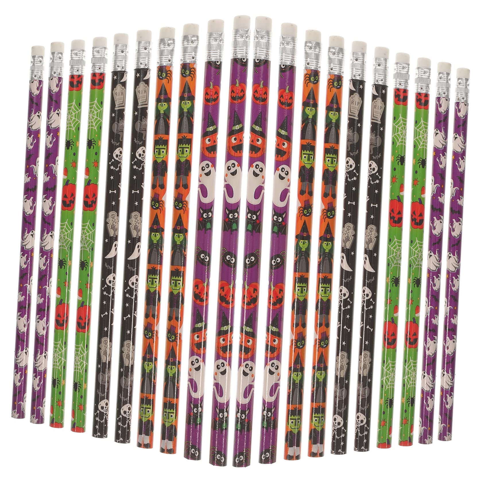 NUOBESTY 200 Pcs Halloween Pencil Erasers - Spooky Ghost Pumpkin Bat Wooden Pencil Toppers for Halloween Party Favors, Classroom Rewards, School Supplies & Trick or Treat Gifts
