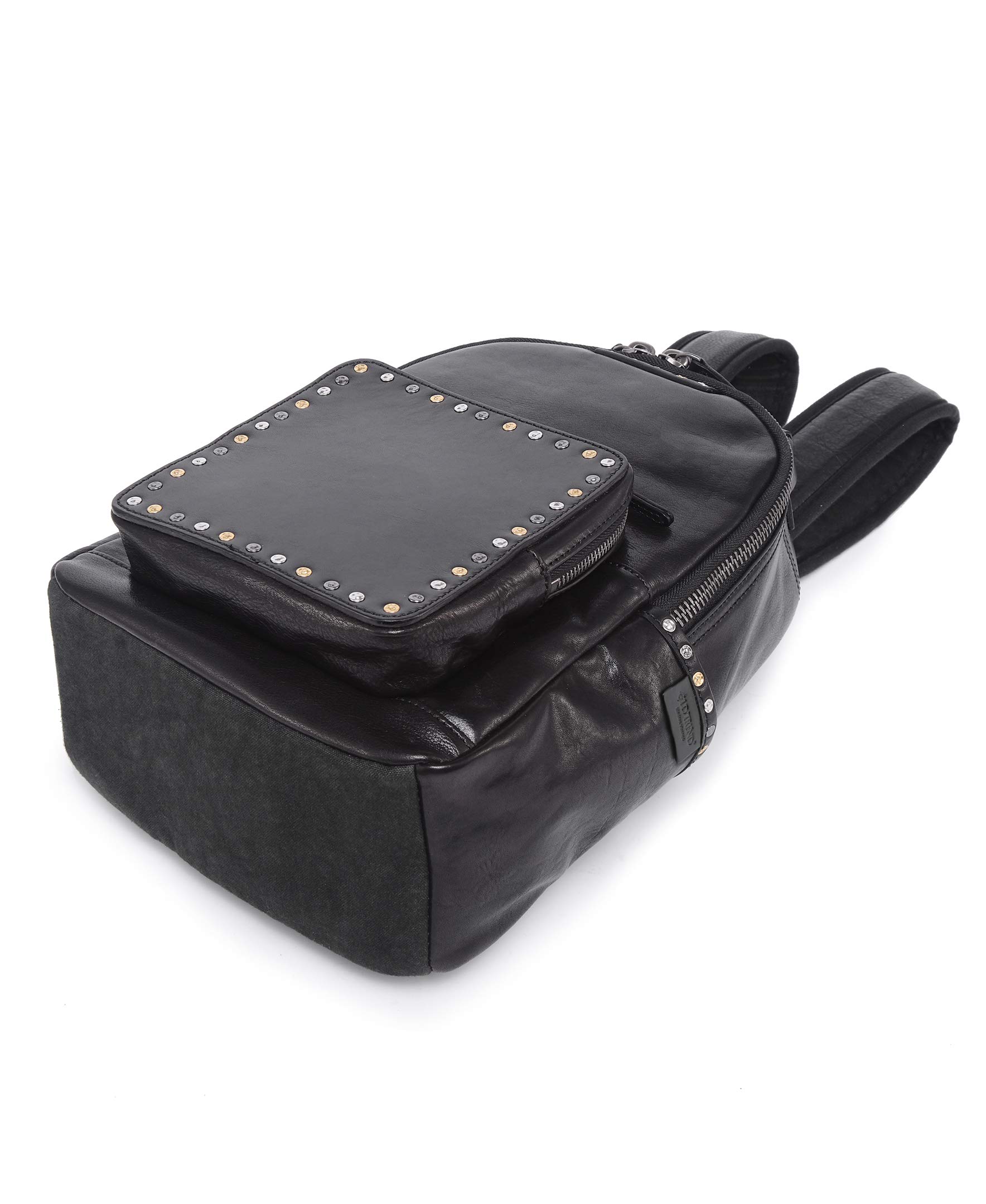 Genuine Leather Studded Backpack for Women & Men - Stylish Black Gothic Punk Shoulder Bag for School, Travel & Daily Use