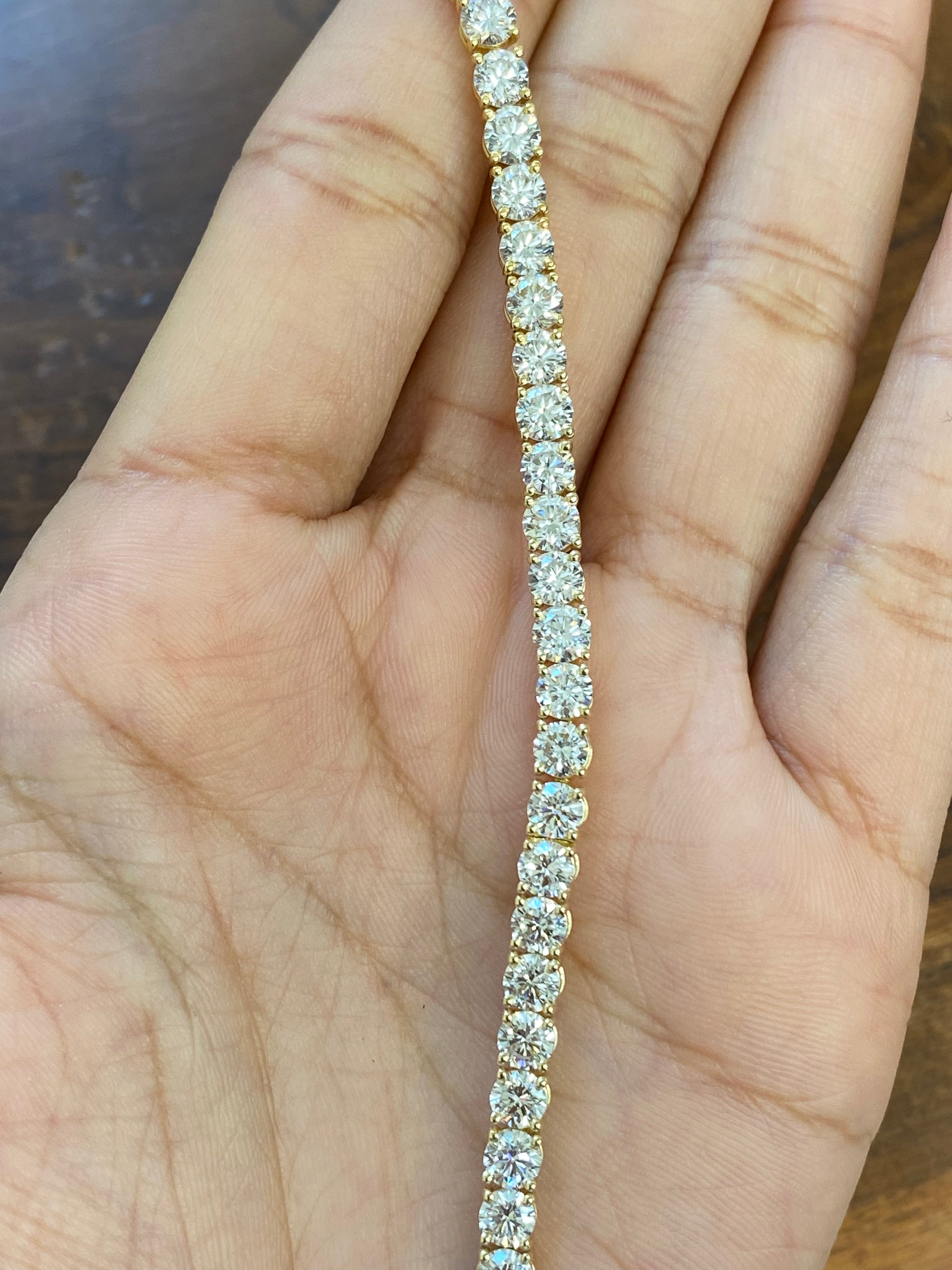 11.73 CT Lab-Created Yellow Diamond Tennis Bracelet - 7.25 Inches Elegant Gold Jewelry for Women, Perfect for Weddings, Parties & Special Occasions
