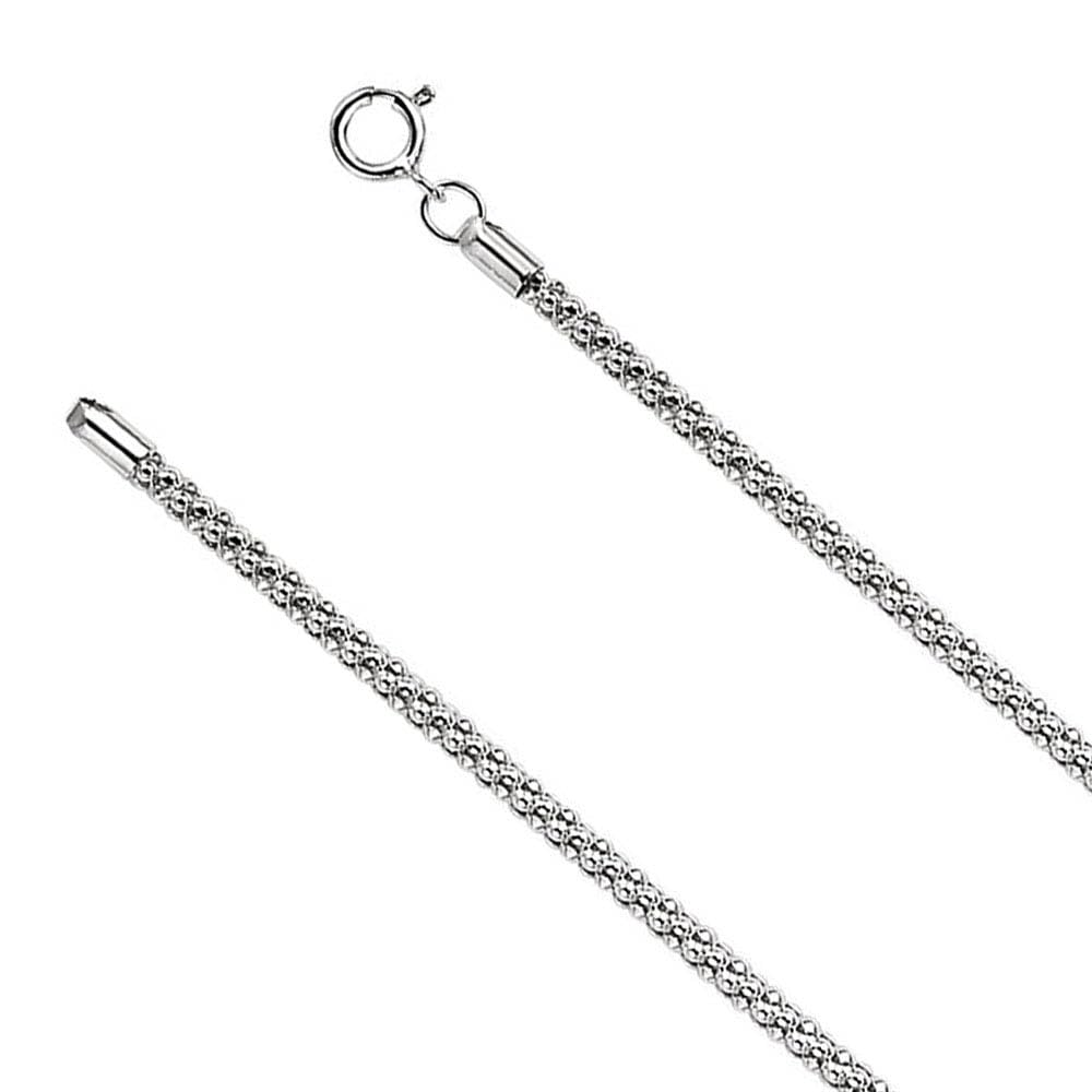 2.75mm Sterling Silver Hollow Popcorn Mesh Chain Necklace - Elegant Black Bow Pendant for Women, Perfect for Parties, Weddings & Everyday Wear