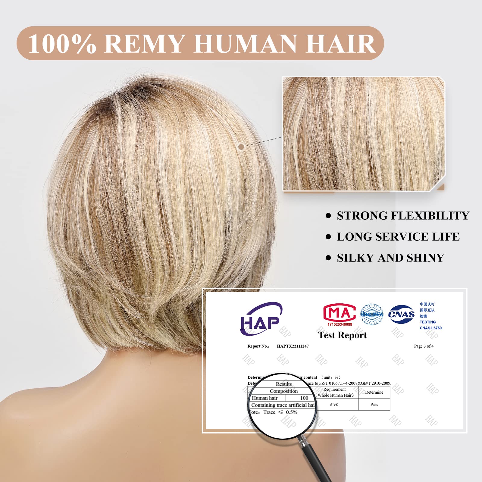EMMOR 100% Human Hair Lace Front Wig for Women - Natural Layered Wavy Ombre Light Blonde Mixed Brown Hand-Tied Wig | Perfect for Daily Wear, Parties & Special Occasions