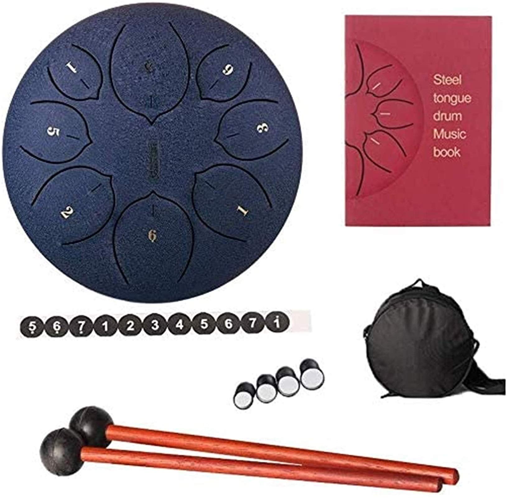 8 Inch 10-Tone Steel Tongue Drum - Mini Tank Drum with Musical Mallet & Travel Bag - Handpan Style Percussion Instrument for Meditation, Yoga & Stress Relief - Dish-Shaped Spirit Drum (110 Series, Color L)