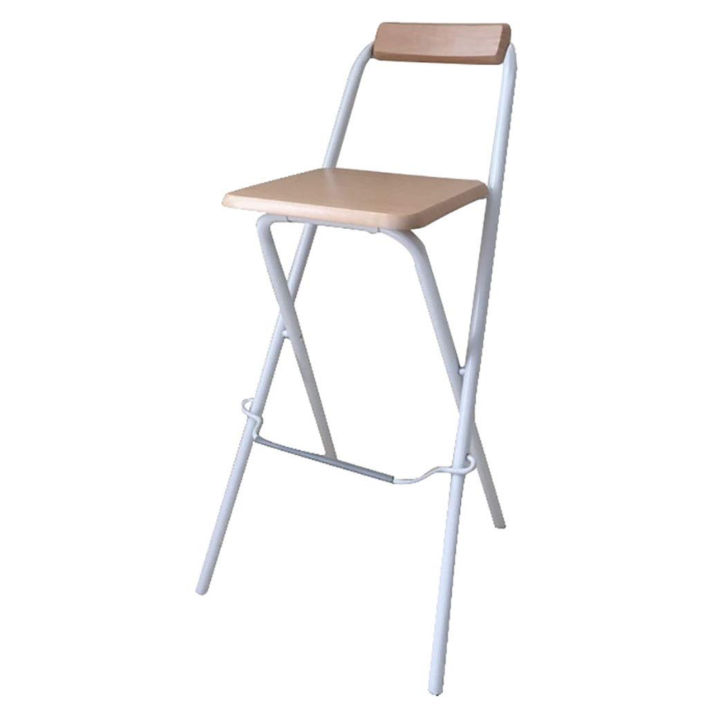 Folding Bar Stool with Back - 27/29 Inch Wooden Pub Chair with Metal Frame - 220 lbs Weight Capacity - 7 Color Options - Perfect for Kitchen Island, Home Bar, Restaurant & Outdoor Use
