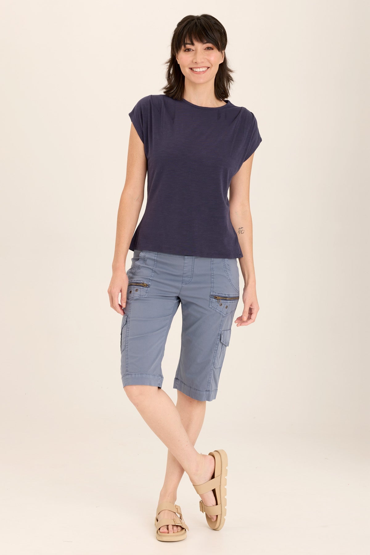 Zola Stretch Poplin Bermuda Shorts for Women - Comfortable Casual Summer Shorts with Elastic Waist | Perfect for Beach, Travel & Everyday Wear